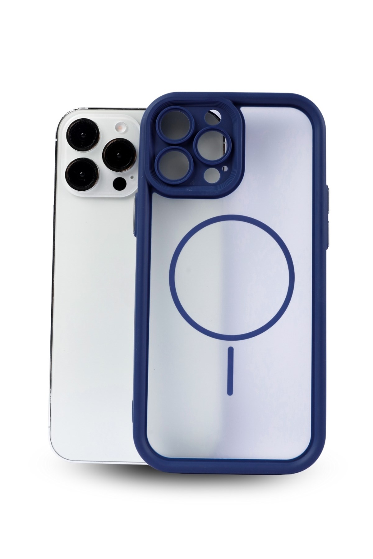 iPhone 13 Pro Max Kılıf – Kamera Korumalı – MagSafe Uyumlu – Lacivert Renk – Mat Silikon Telefon Kılıfı