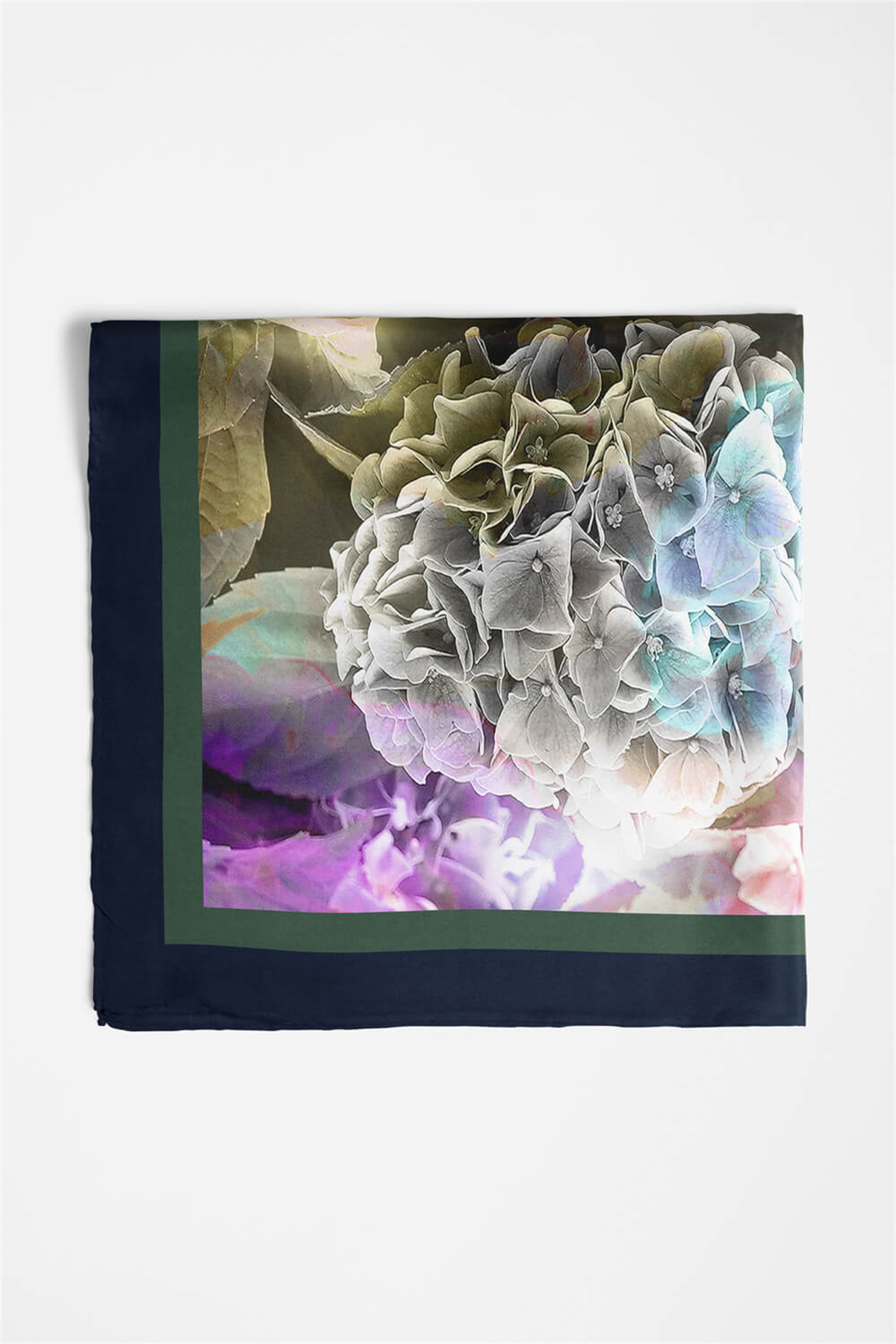 F48 Kadın Çiçek Desenli Bandana 50x50 Gri DG0228-22