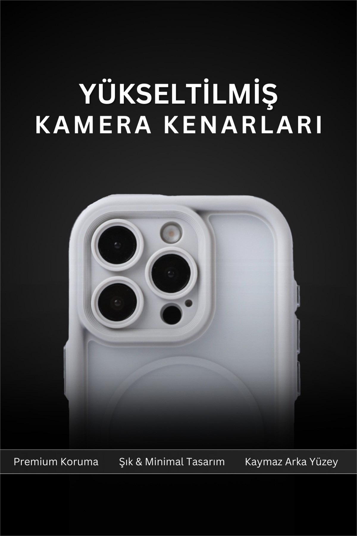 iPhone 16 Pro Kılıf – Kamera Korumalı – MagSafe Uyumlu – Gri Renk – Mat Silikon Telefon Kılıfı