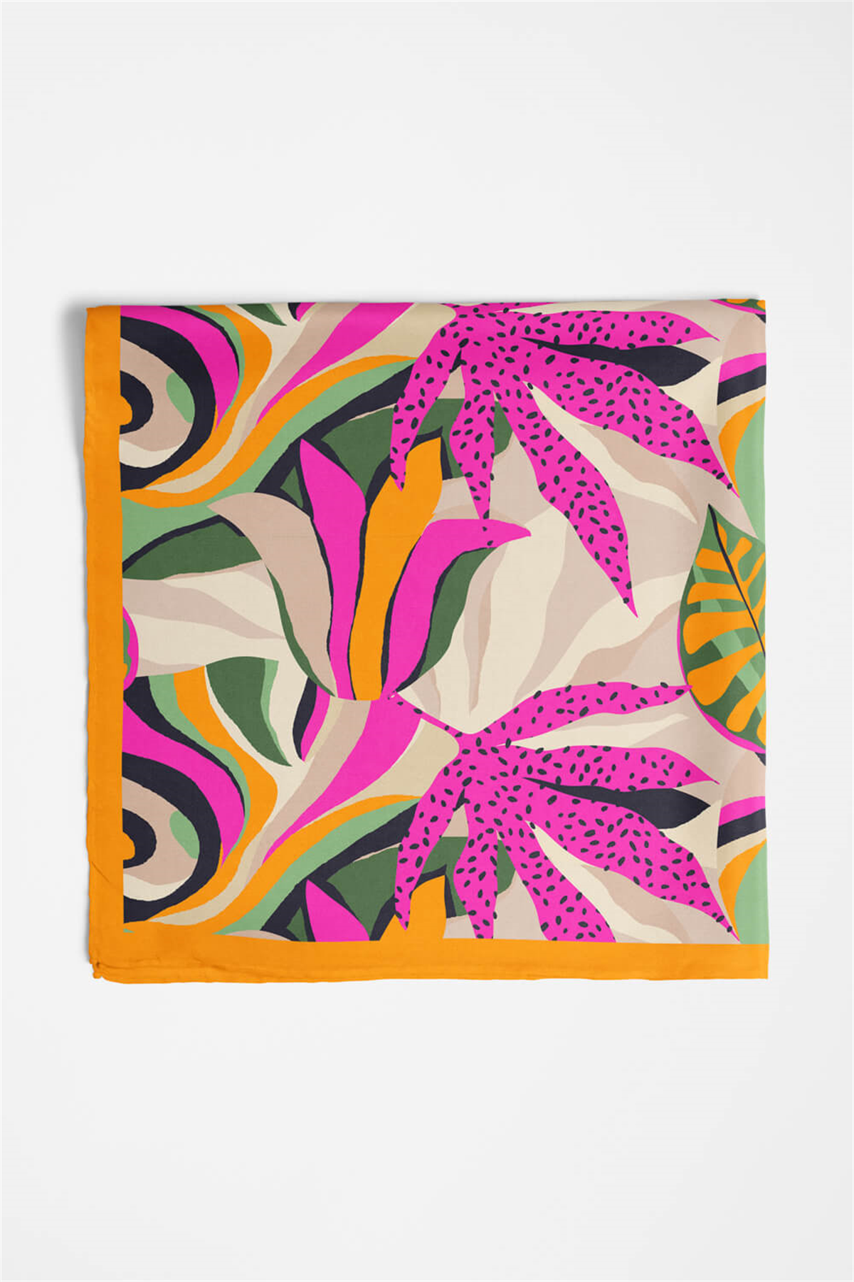 Saten İpek Geometrik Desenli Kadın Bandana