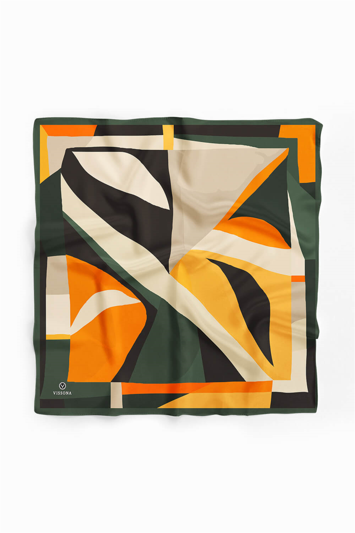 Saten İpek Geometrik Desenli Kadın Bandana