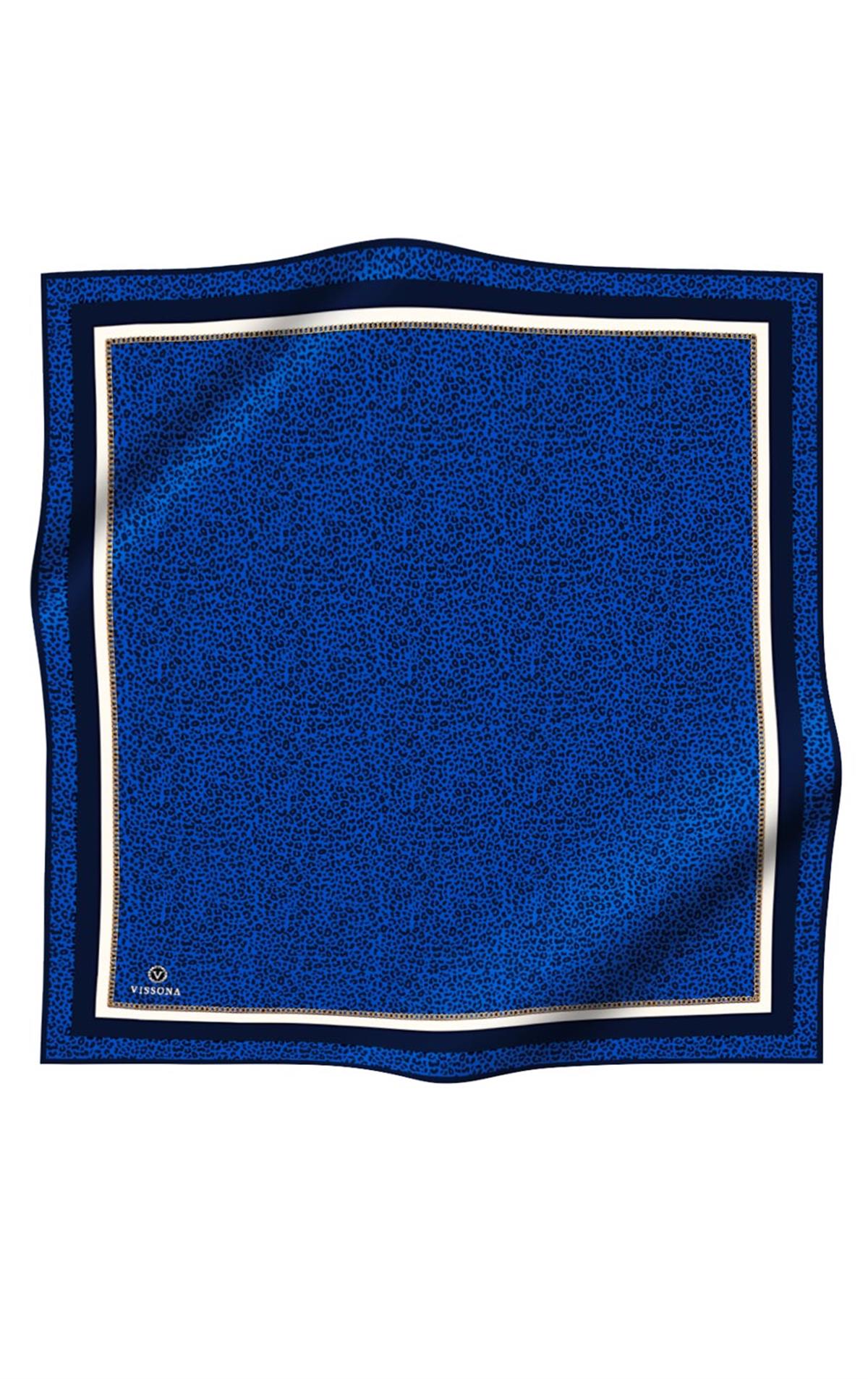 %100 Twill İpek Leopar Desenli Saks Renkli 90x90 Eşarp Dikim Şekli : El Dikişi