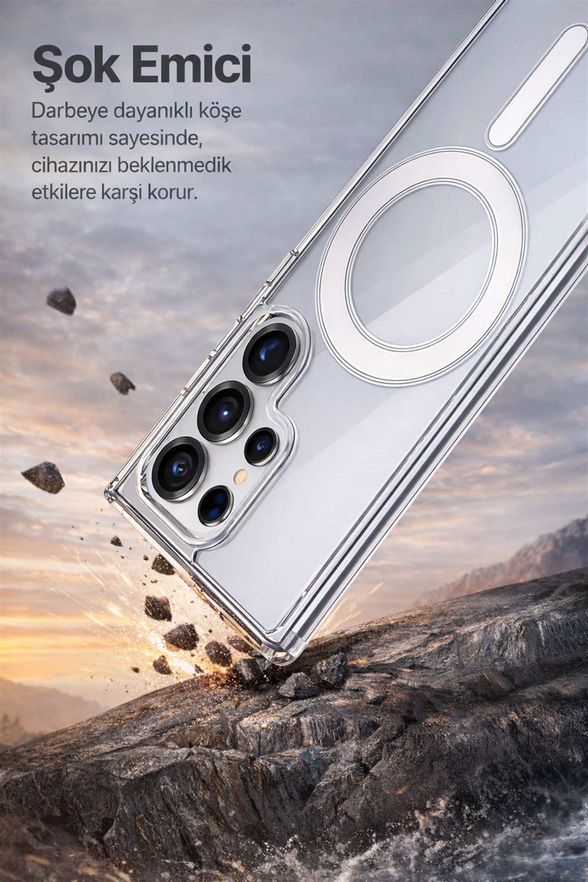 Samsung Galaxy S25 Ultra Uyumlu Kamera Korumalı Magsafe Wireless Şarj Özellikli Lüks Şeffaf Silikon Telefon Kılıfı