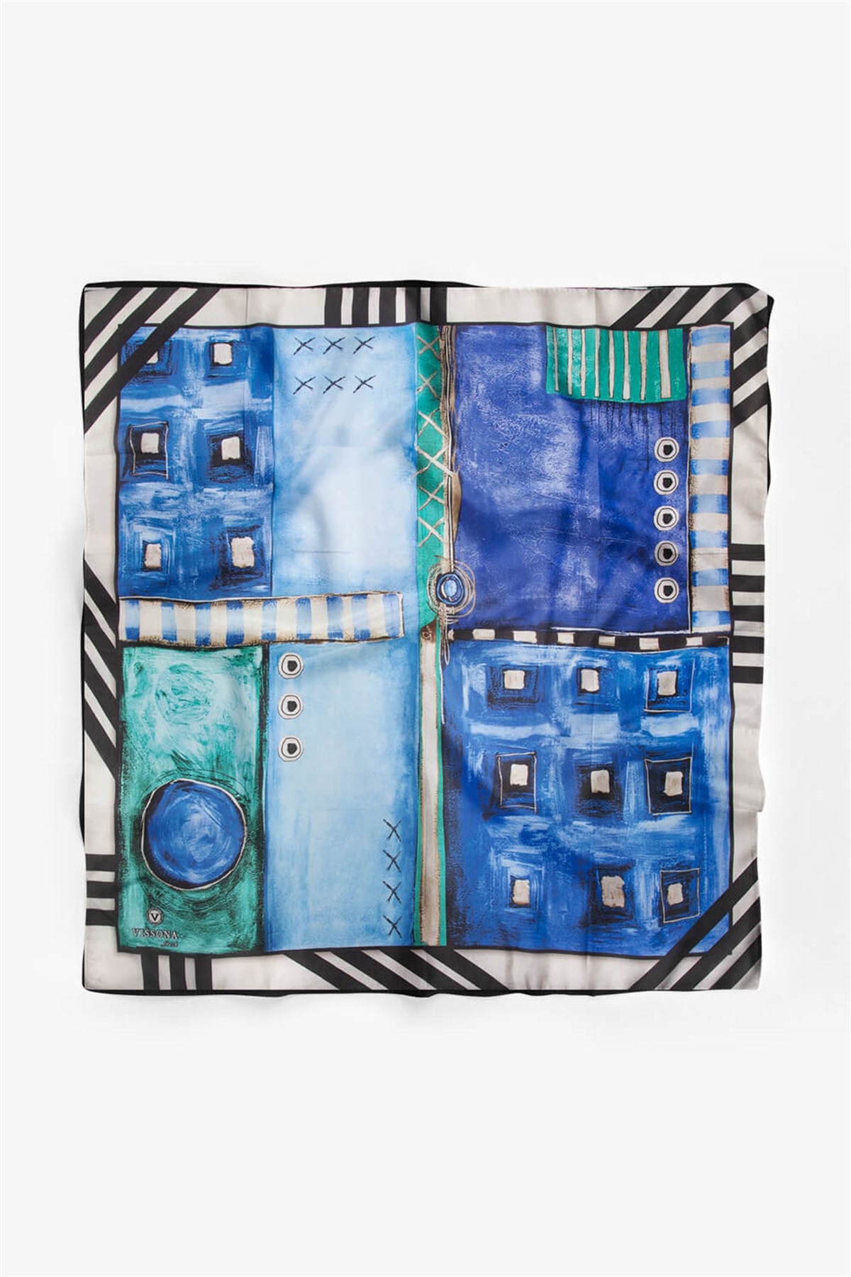 %100 İpek Kadın Desenli Bandana 80x80