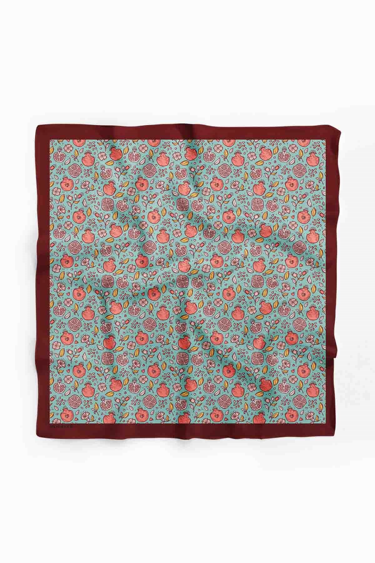 Violla Kadın Açık Mavi Küçük Nar Desenli 50x50 Bandana DG0736