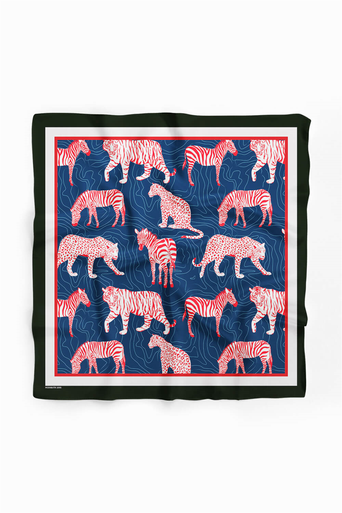 H50 Kadın Mavi Kırmızı Animal Desenli 50x50 Bandana HYL DG01695-22