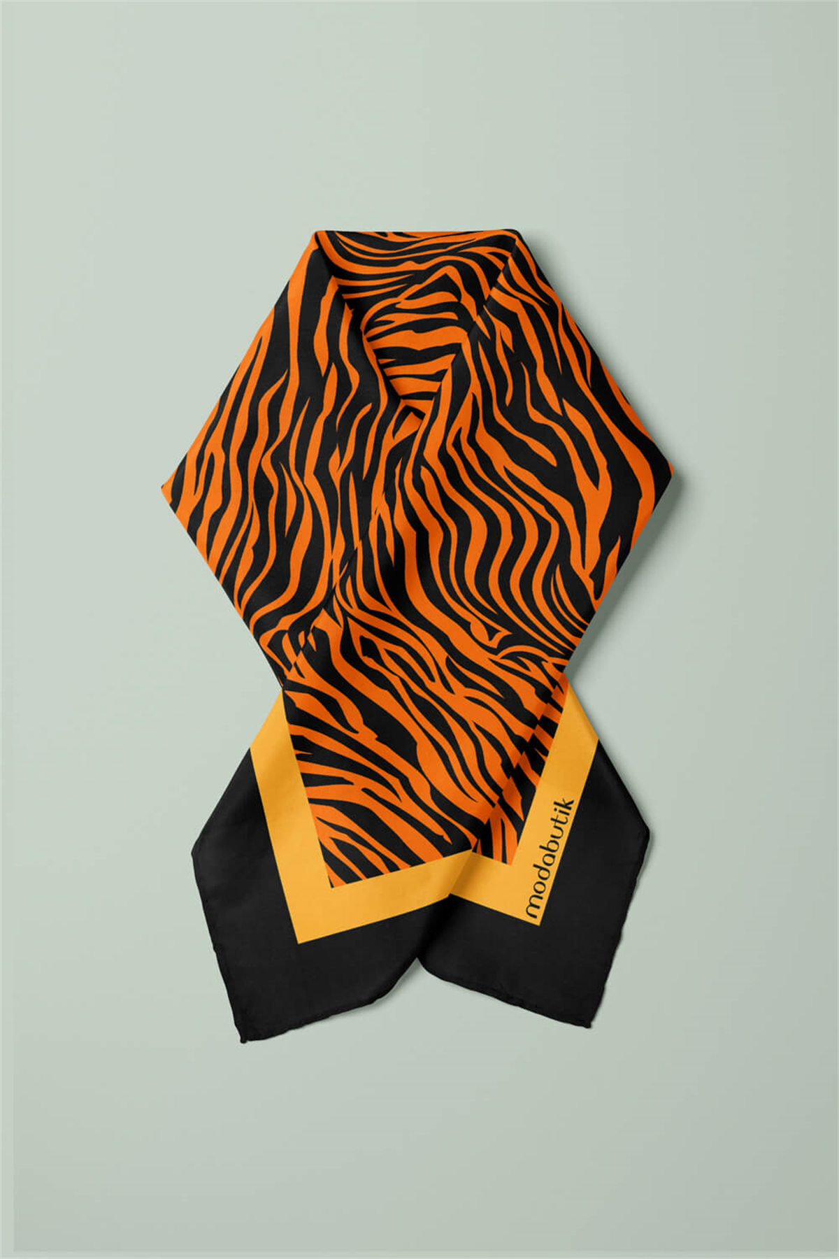 G58 Kadın Turuncu Tiger Desenli 55x55 Bandana HYL DG0710-22