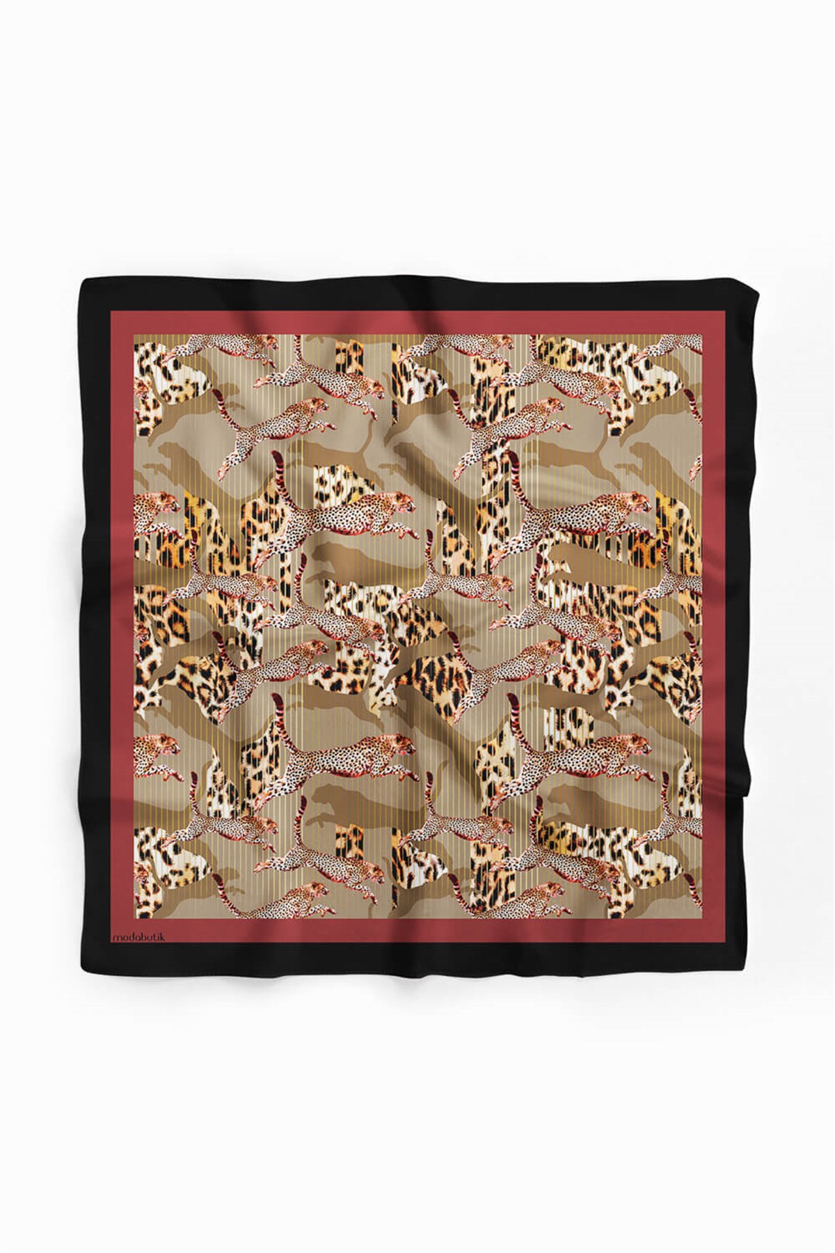 Violla E53 Kadın Kahve Vizon Animal Desenli 50x50 Bandana
