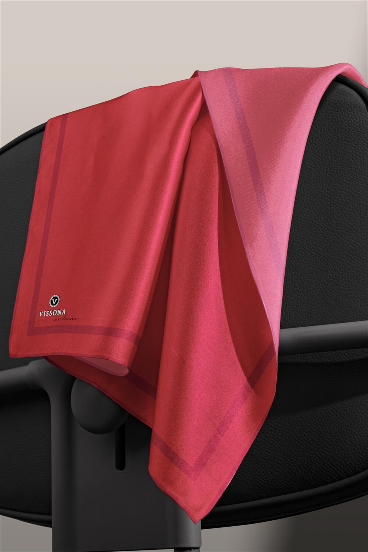 100% Twill İpek Düz Renk Bordür Desenli Bordo Renkli Daha Tok Exclusive Serisi 90x90 Dikim Şekli : El Dikişi Eşarp