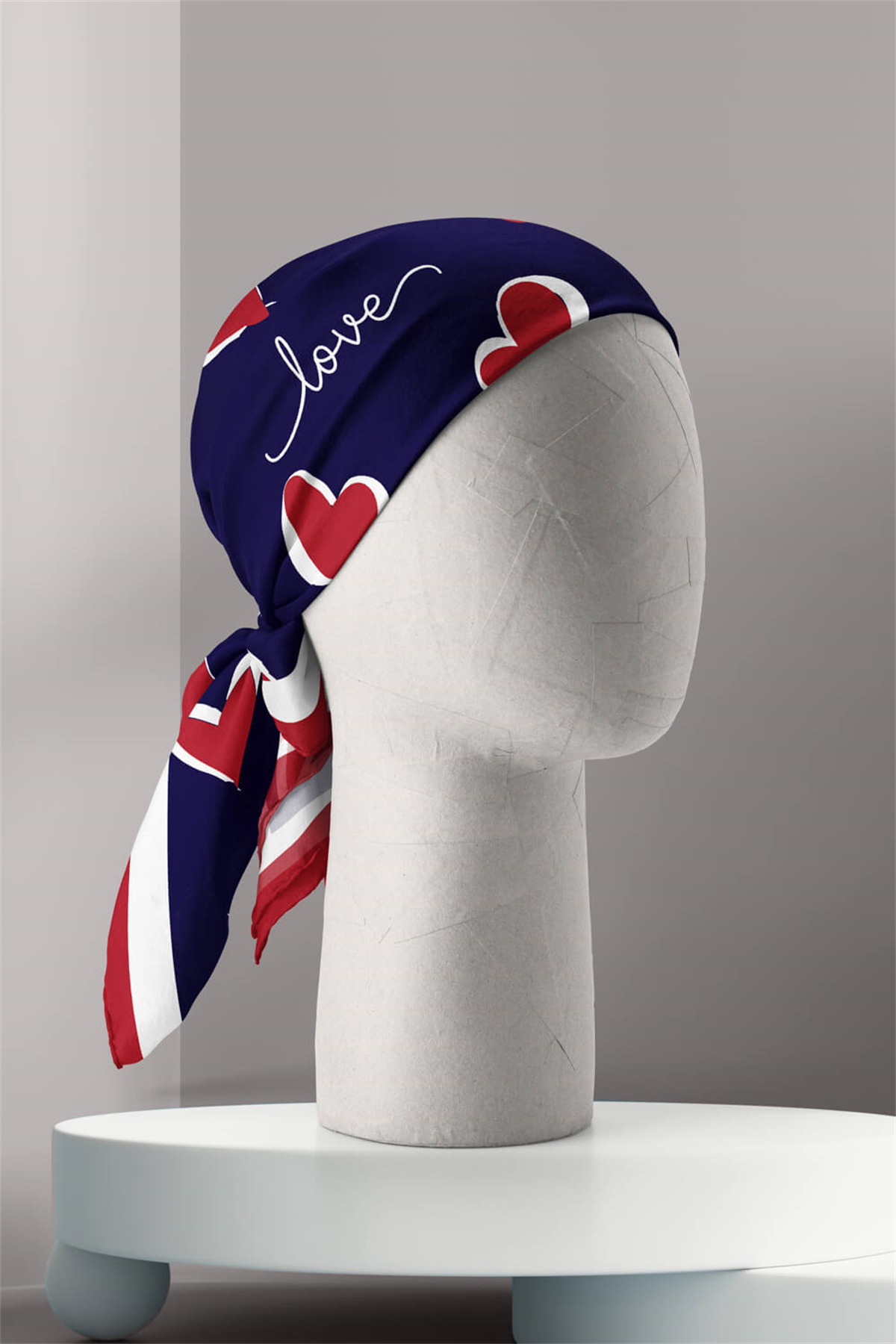 Y32 Modabutik Kalp Desenli Bandana