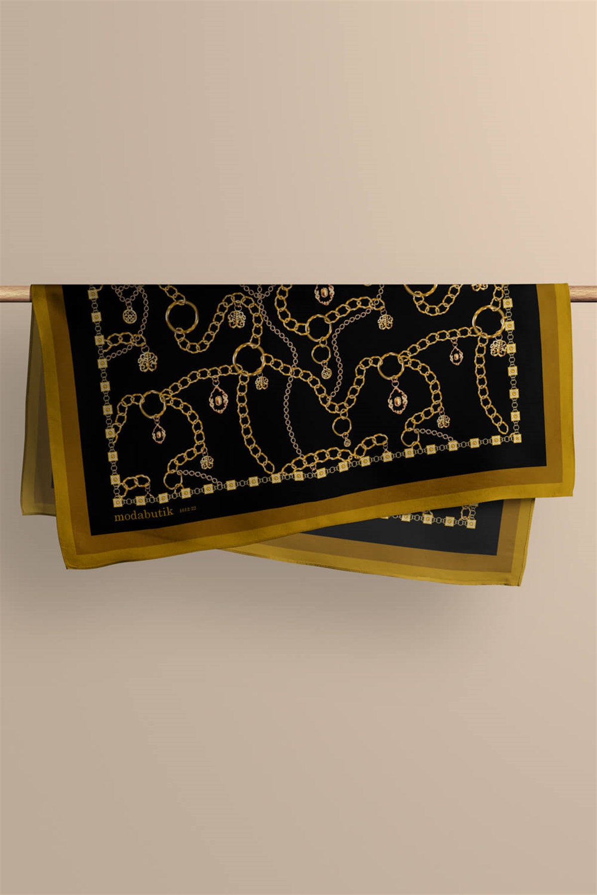 Violla H13 Kadın Siyah Sarı Zincir Desenli 50x50 Bandana