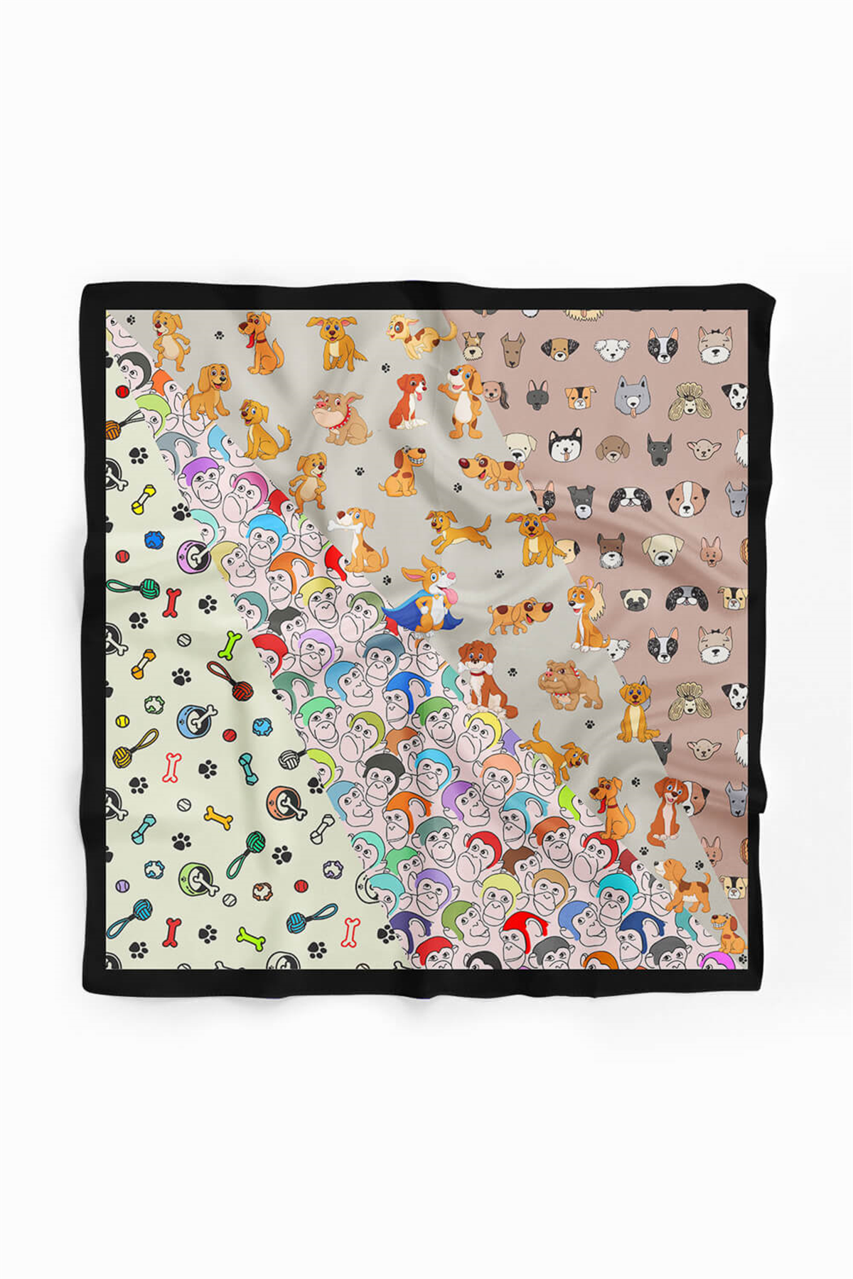 D4 Dog Monkey Desenli Krem Kırmızı Köpek Bandanası DG5575 45x45