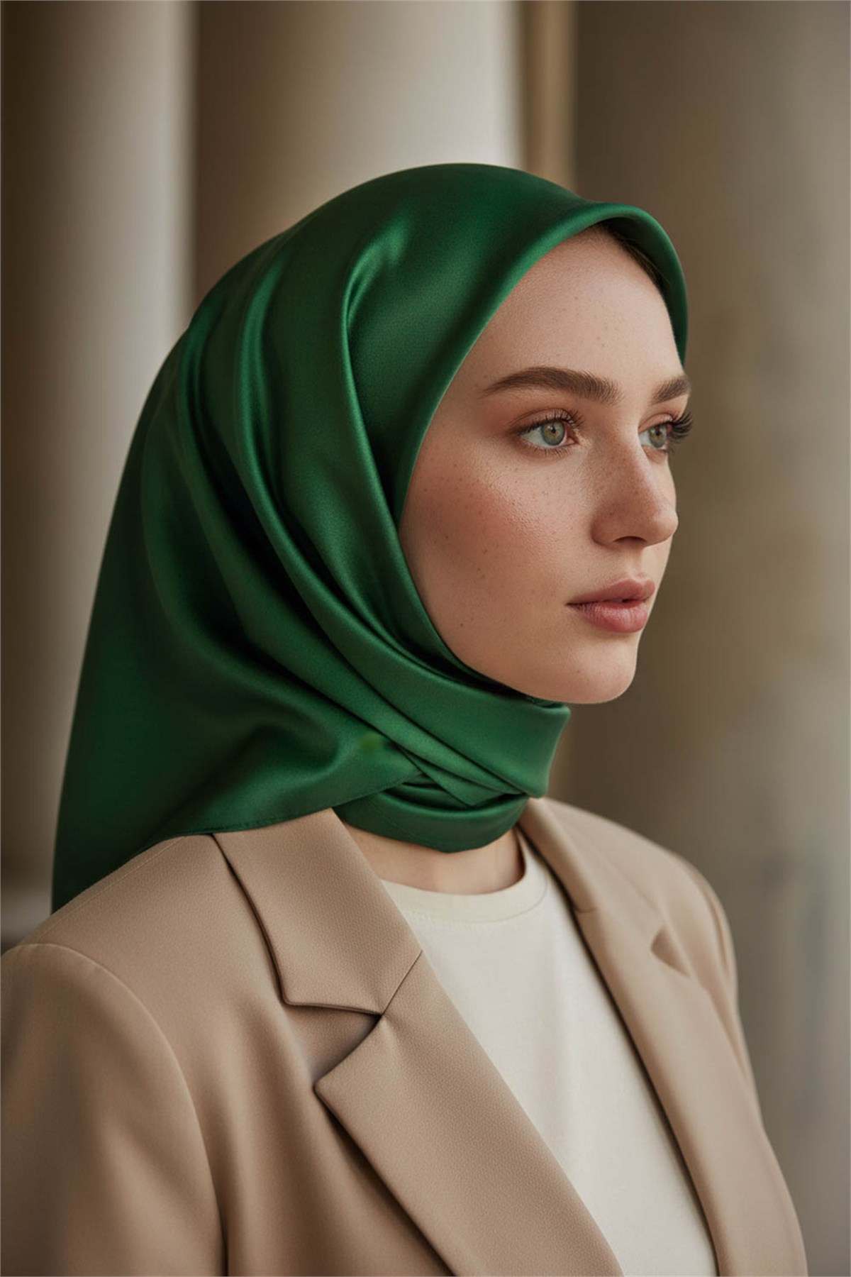 %100 Saf İpek Twill Eşarp 90x90 – Düz Renk, Kaymayan Tok Dokulu, El Dikişli