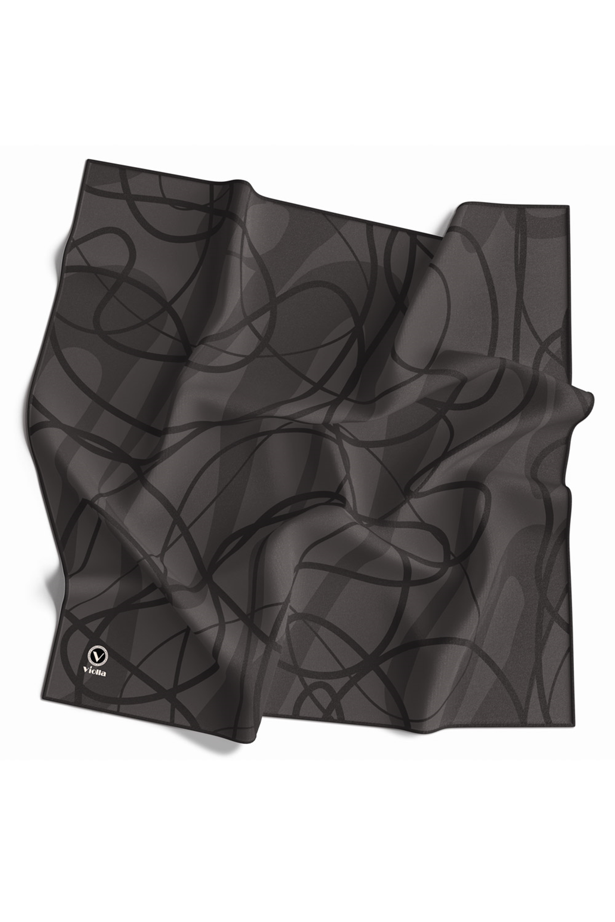 Twill Karışık Çizgi Desenli Lila Renkli 90x90 Eşarp (İpek İçermez) Kenar Dikiş Şekli El Dikişli