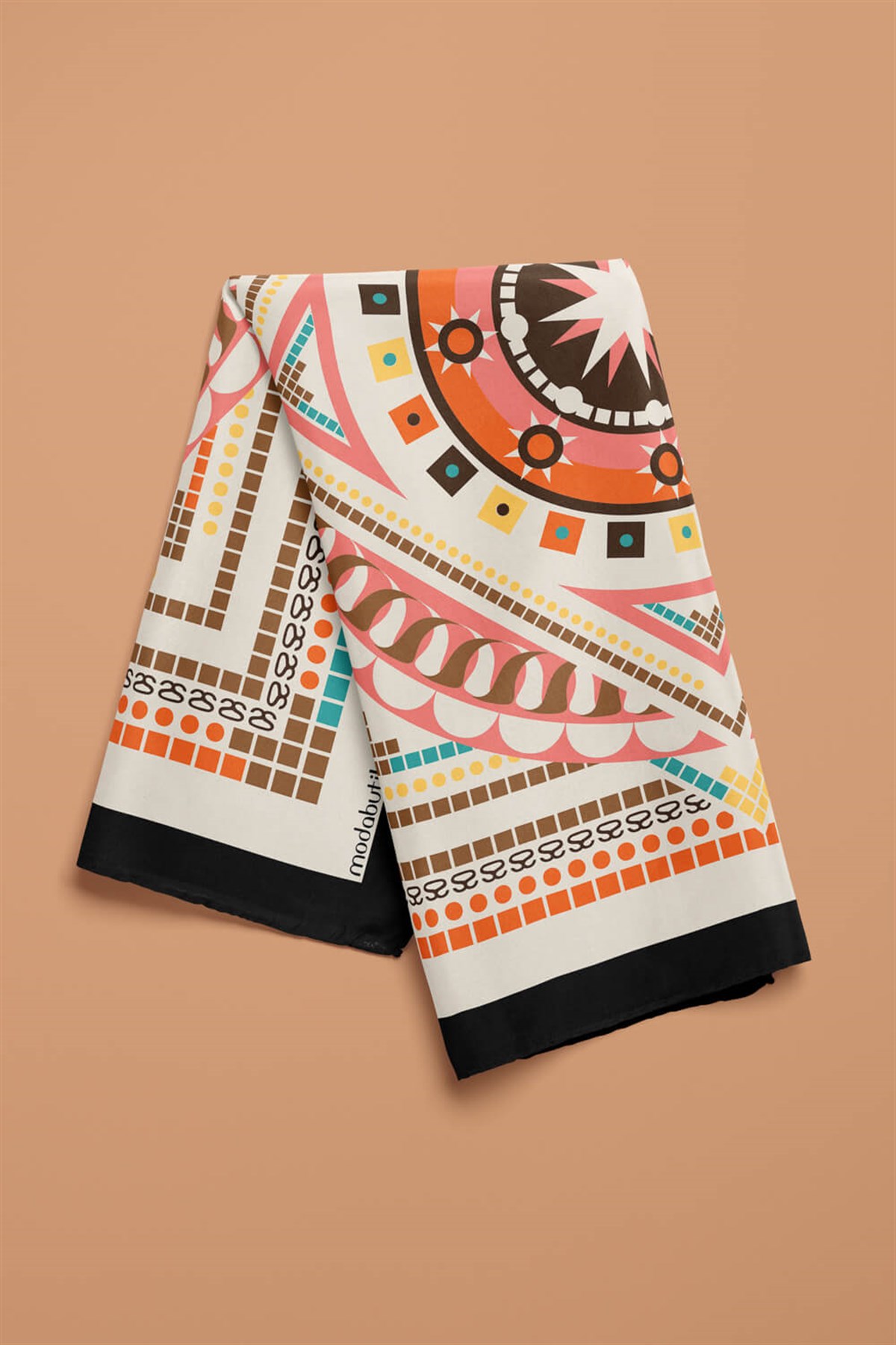 Violla G32 Kadın Pembe Turuncu Siyon Desenli 50x50 Bandana