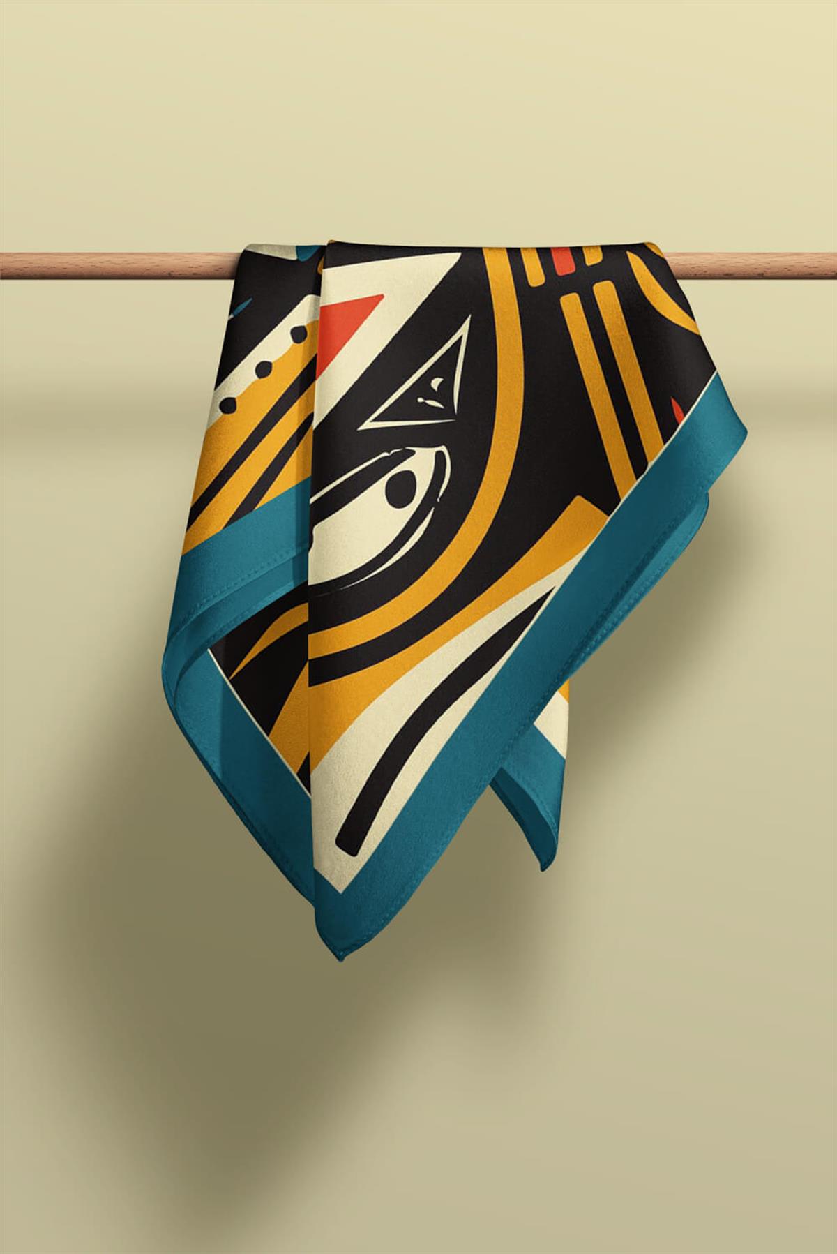 Vissona Geometrik Desenli İpek Fular