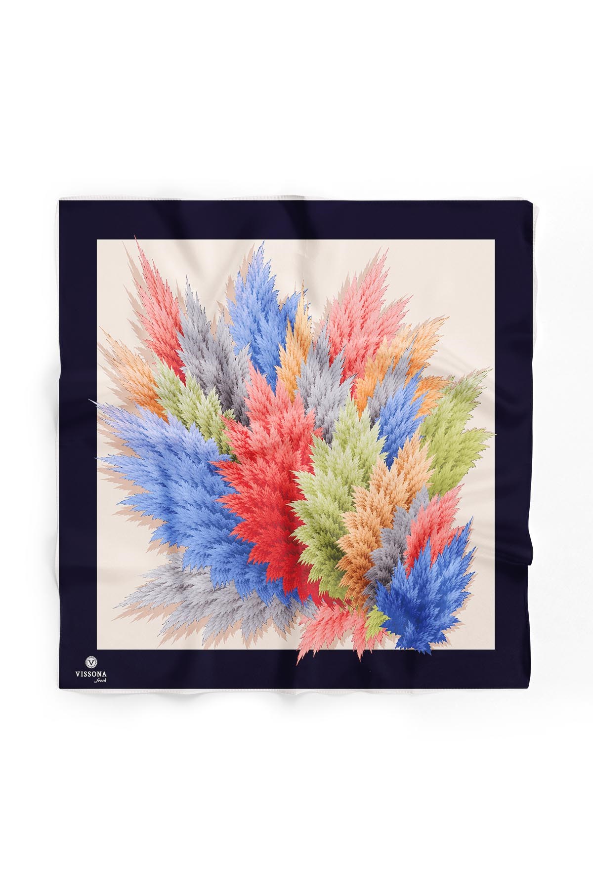 %100 İpek Kadın Desenli Bandana 80x80