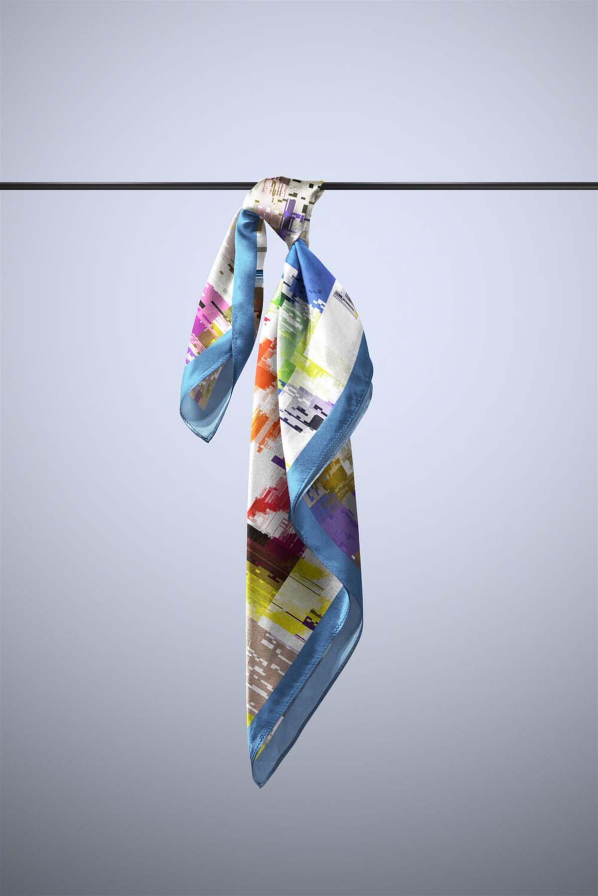Violla D78 Kadın Ekose Desenli Bandana 50x50 Mavi DG0197-22