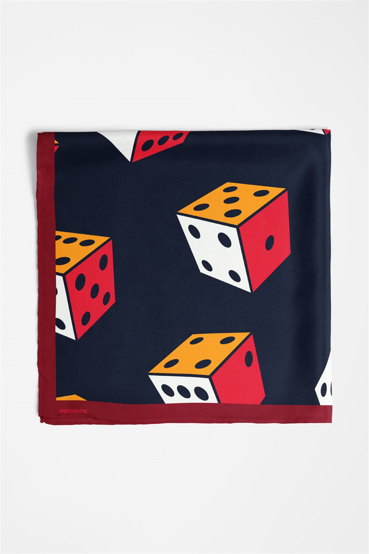 Violla V22 Kadın Zar Desenli Bandana 50x50 Siyah Turuncu Sarı DG0439-22