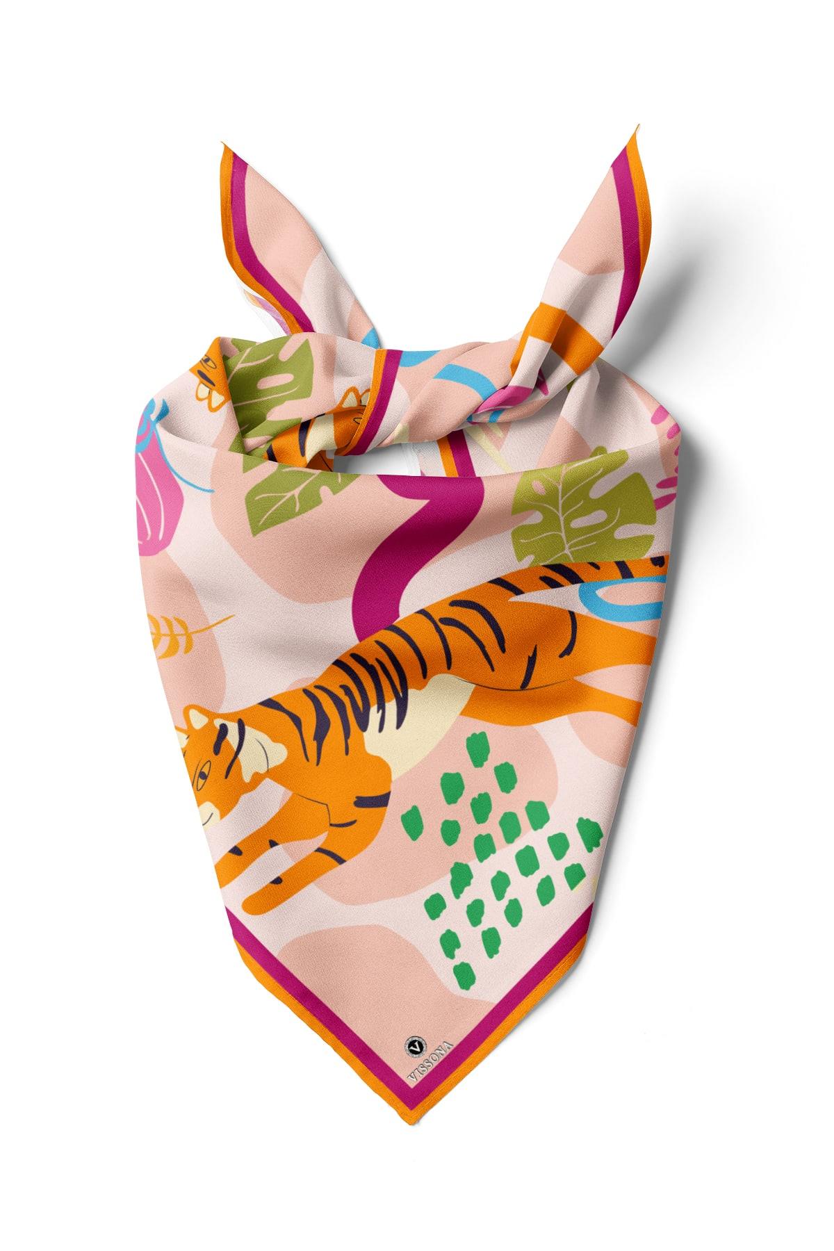 A25 Vissona Kaplan Desenli İpek Bandana