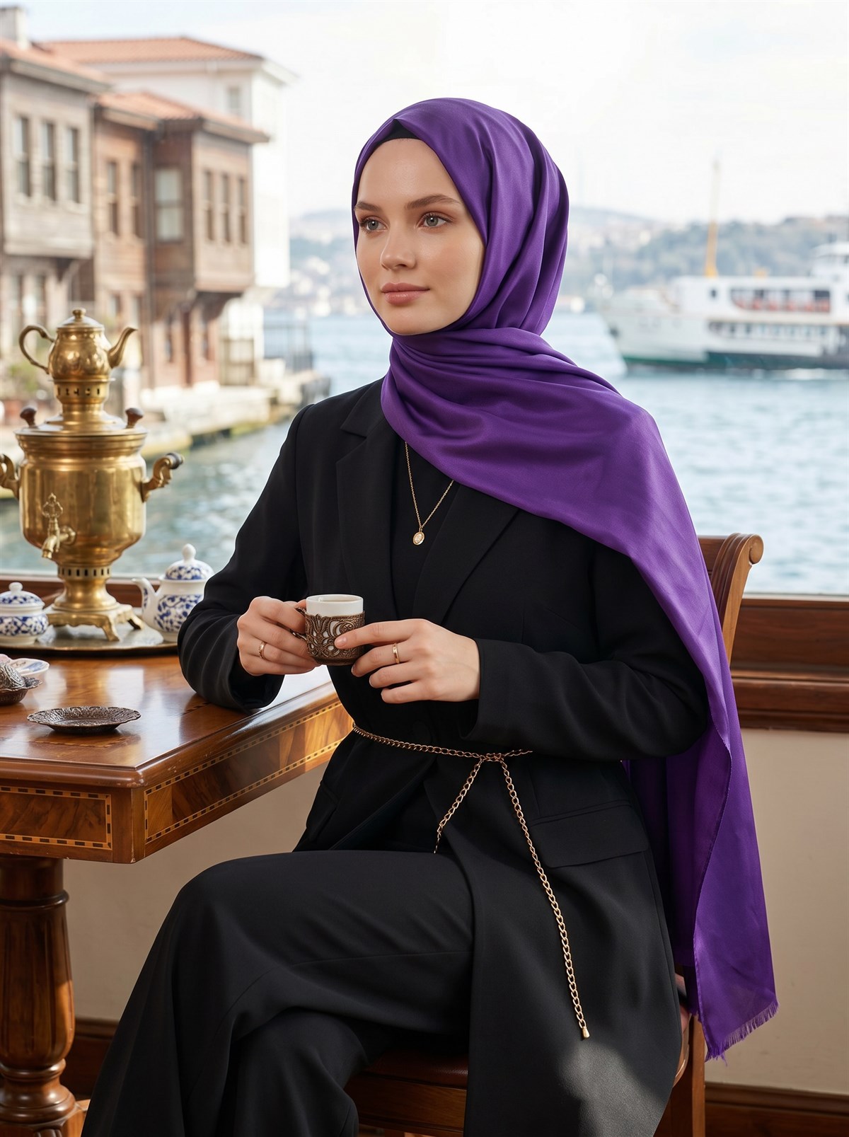 %100 Saf İpek Şal İnce Saten Vual Dokuma Düz Renk 90x210 Şal