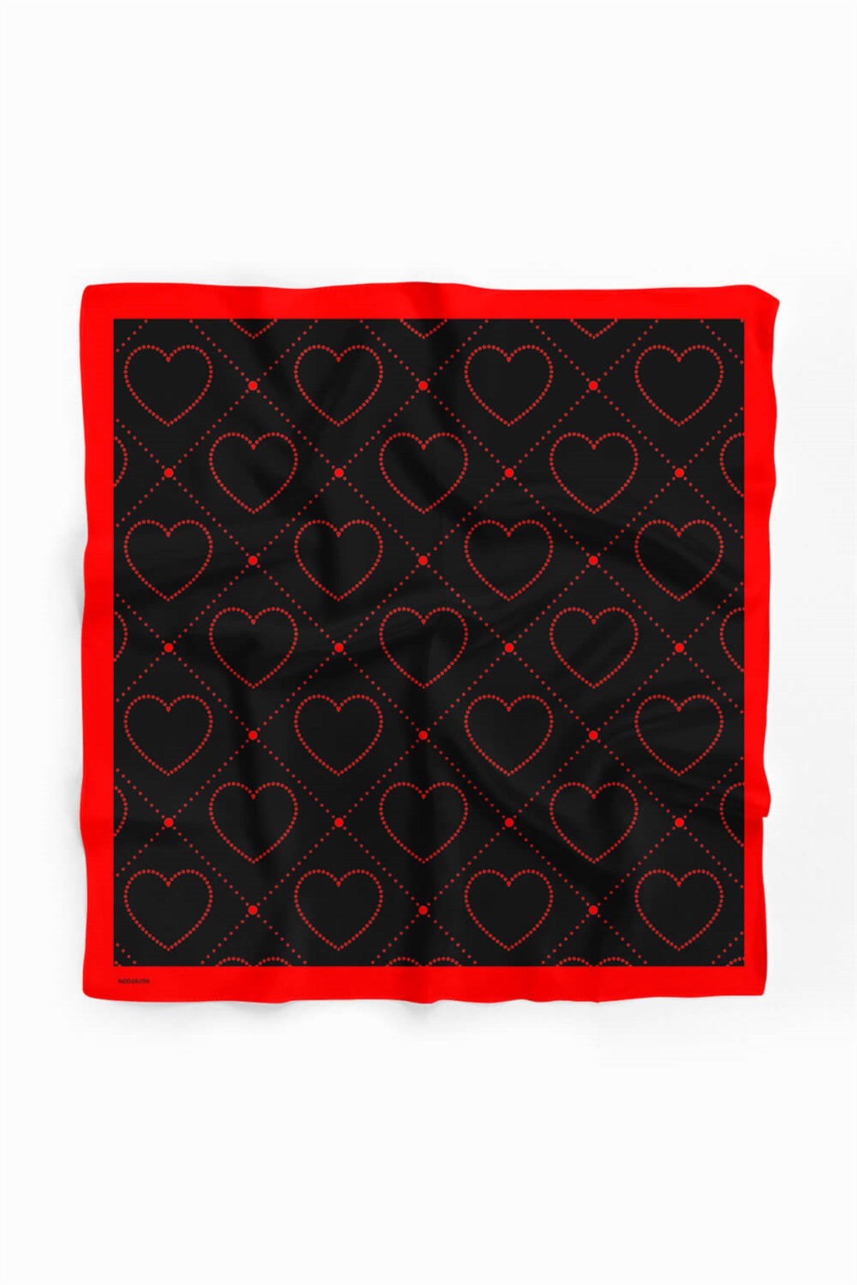Violla V23 Kadın Kalp Desenli Bandana 50x50 Kırmızı Siyah DG0446-22