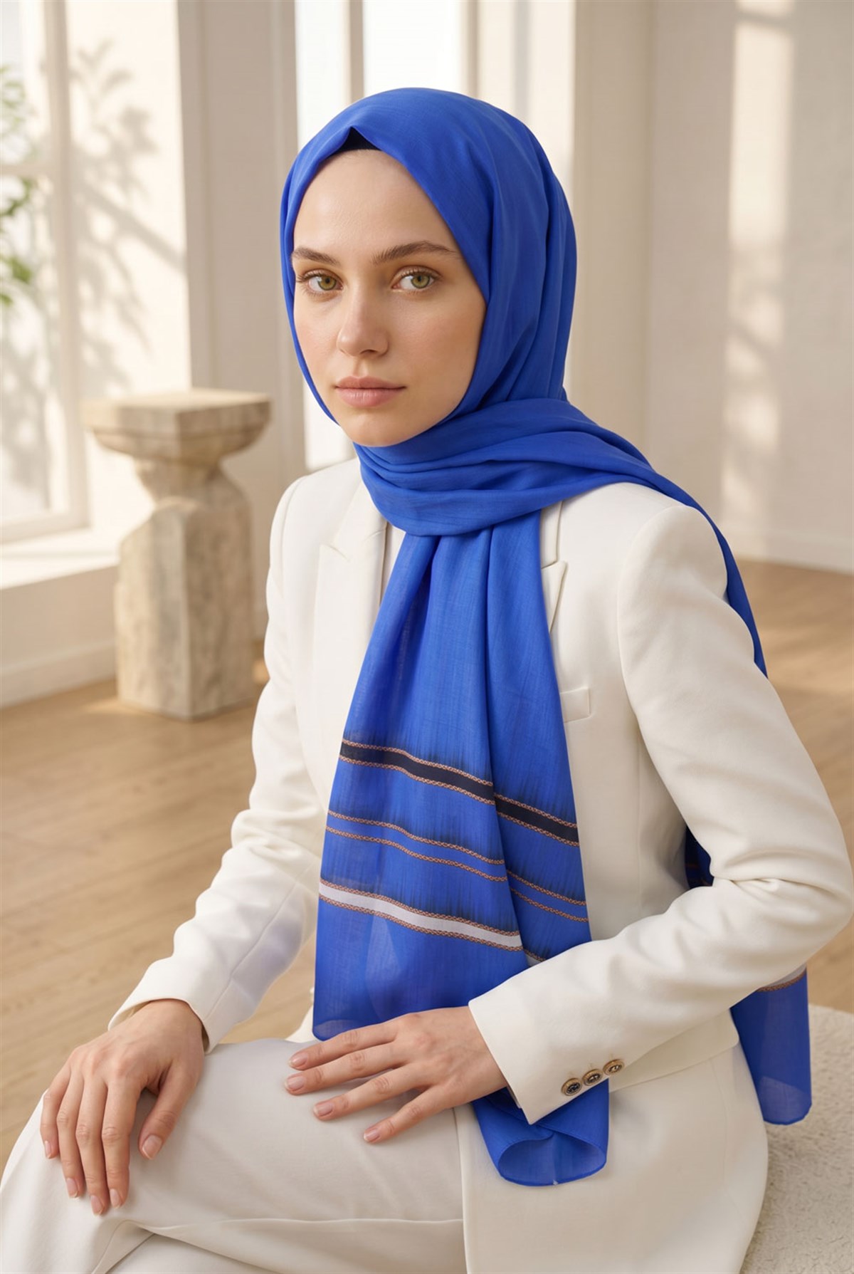 %100 Saf İpek Şal İnce Saten Vual Dokuma Doku Desenli 90x210 Şal