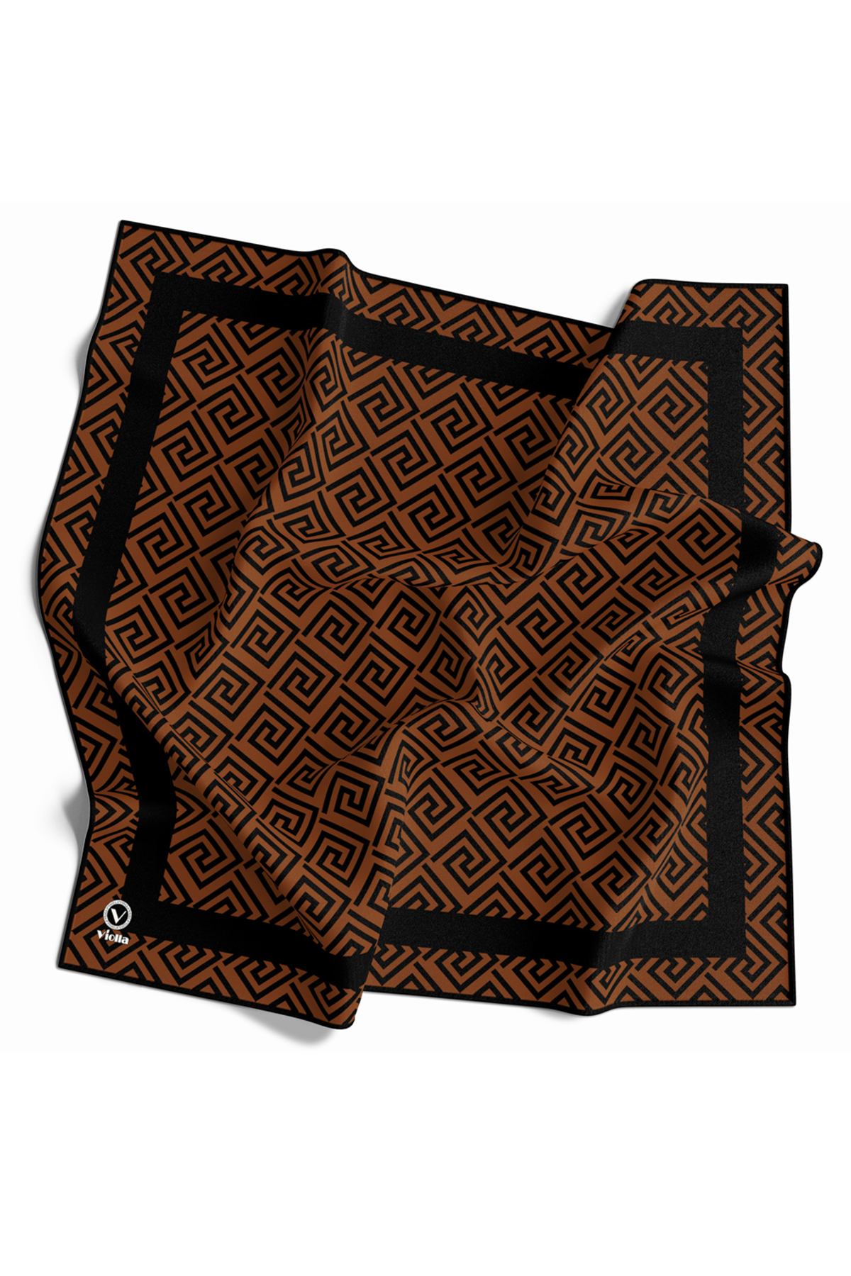 Twill Minimalist Desenli Taba Renkli 90x90 Eşarp (İpek İçermez) Kenar Dikiş Şekli El Dikişli