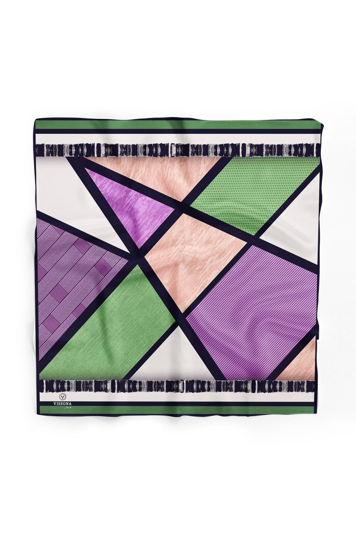 %100 İpek Kadın Desenli Bandana 80x80