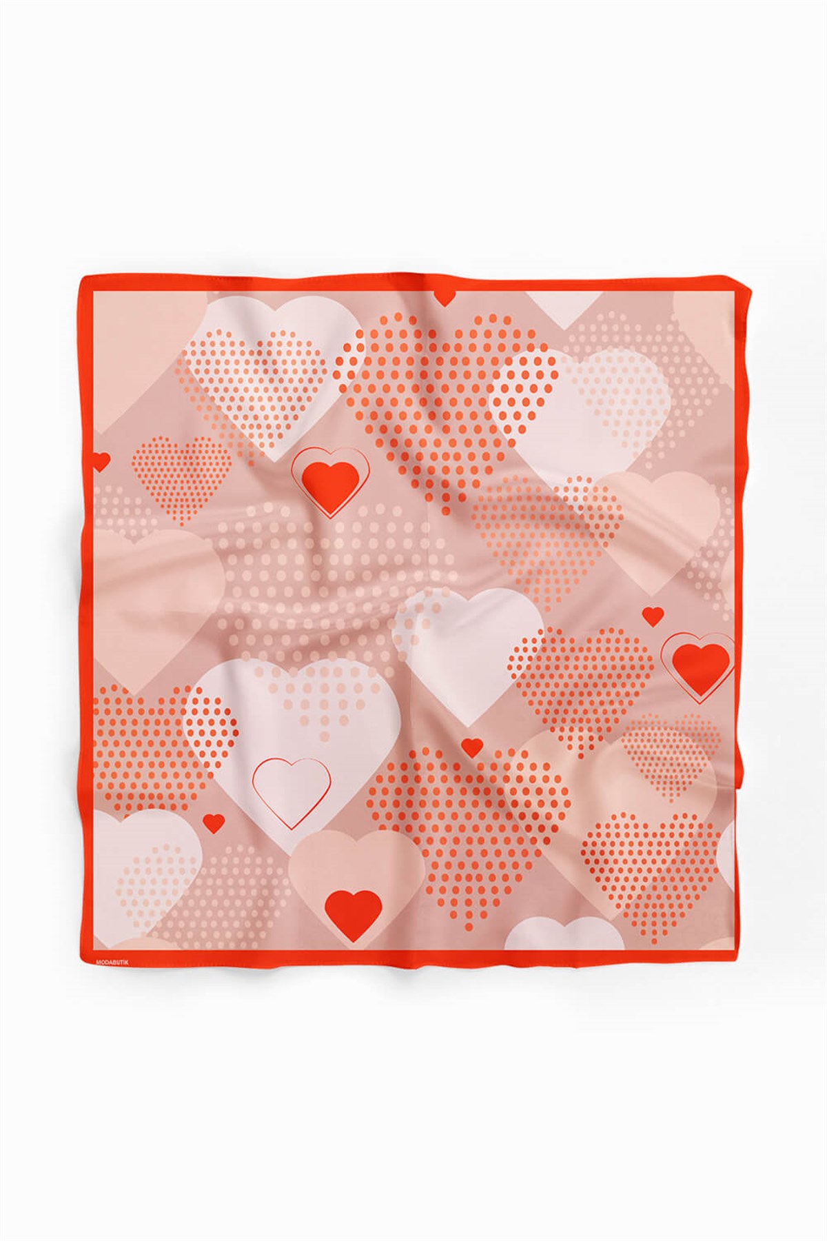 Violla Z20 Kadın Kalp Desenli Bandana 50x50 Pembe DG0266-22