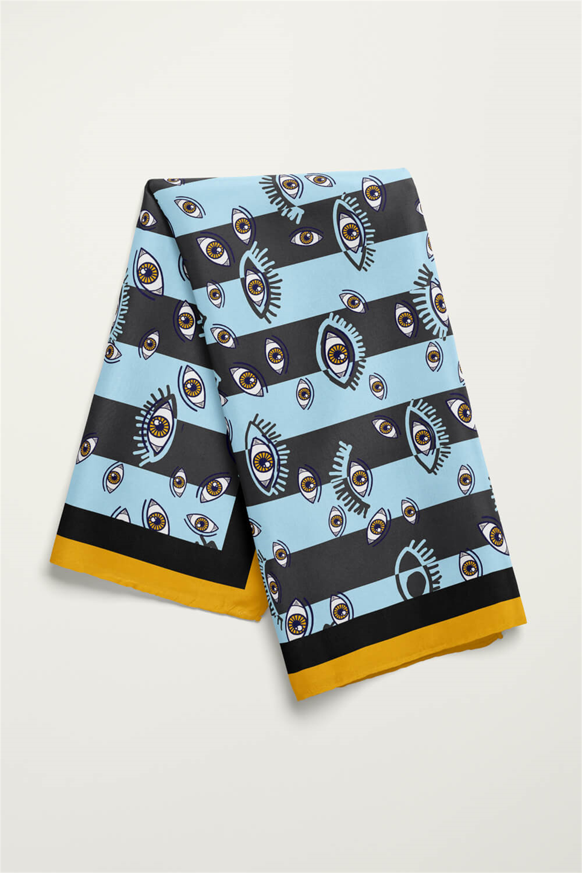 Z51 Kadın Mavi Eyes Desenli 50x50 Bandana