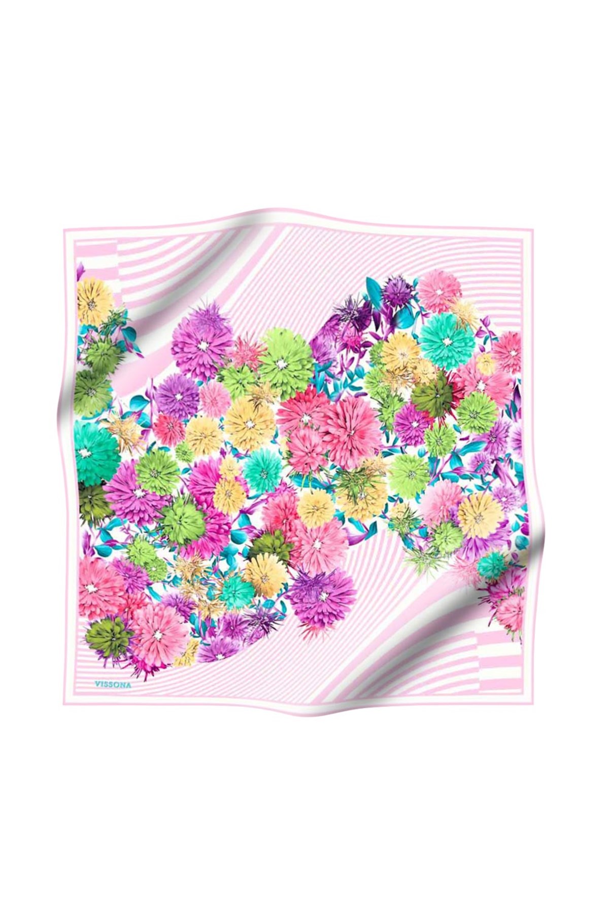 %100 İpek Kadın Desenli Bandana 80x80