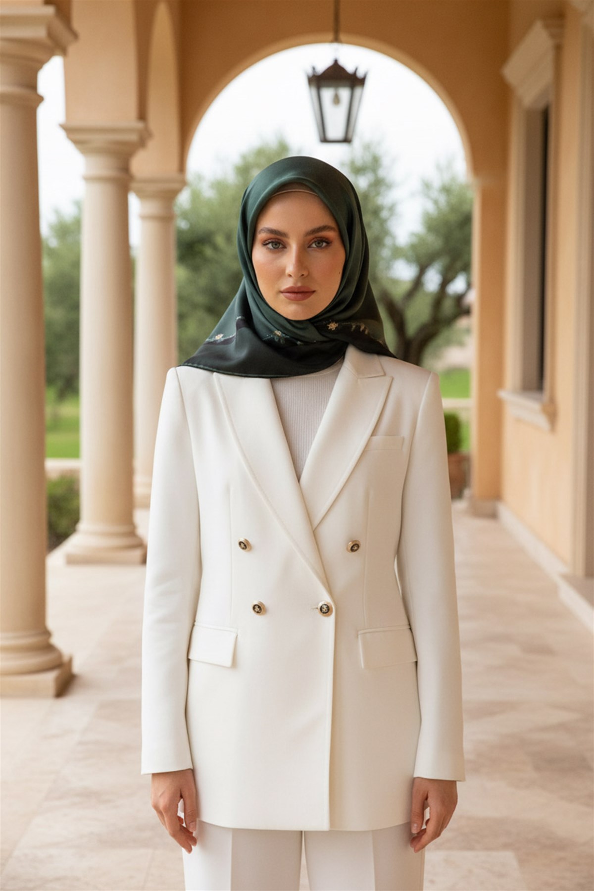 %100 Twill İpek Kenar Motifi Çiçek Desenli Petrol Yeşili - Siyah Renkli 90x90 Eşarp Dikim Şekli : El Dikişi