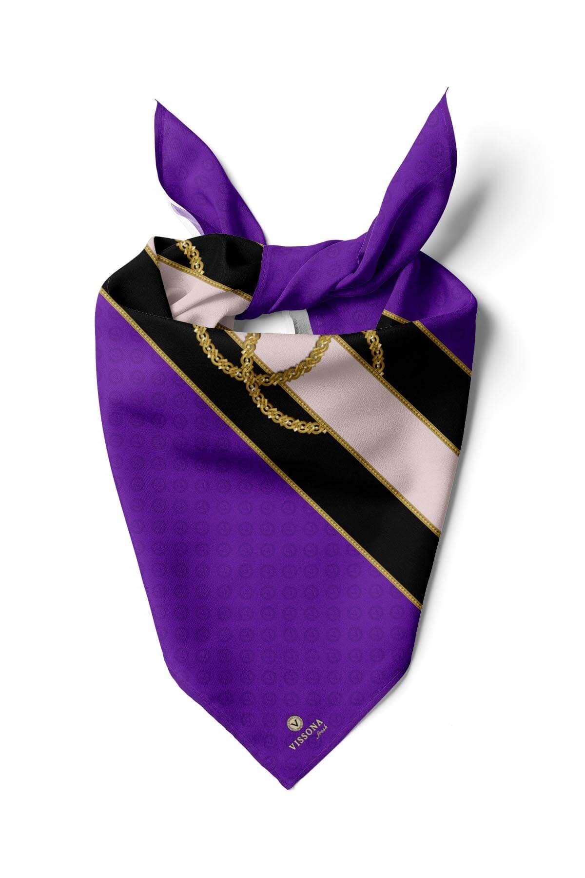 %100 İpek Kadın Desenli Bandana 80x80