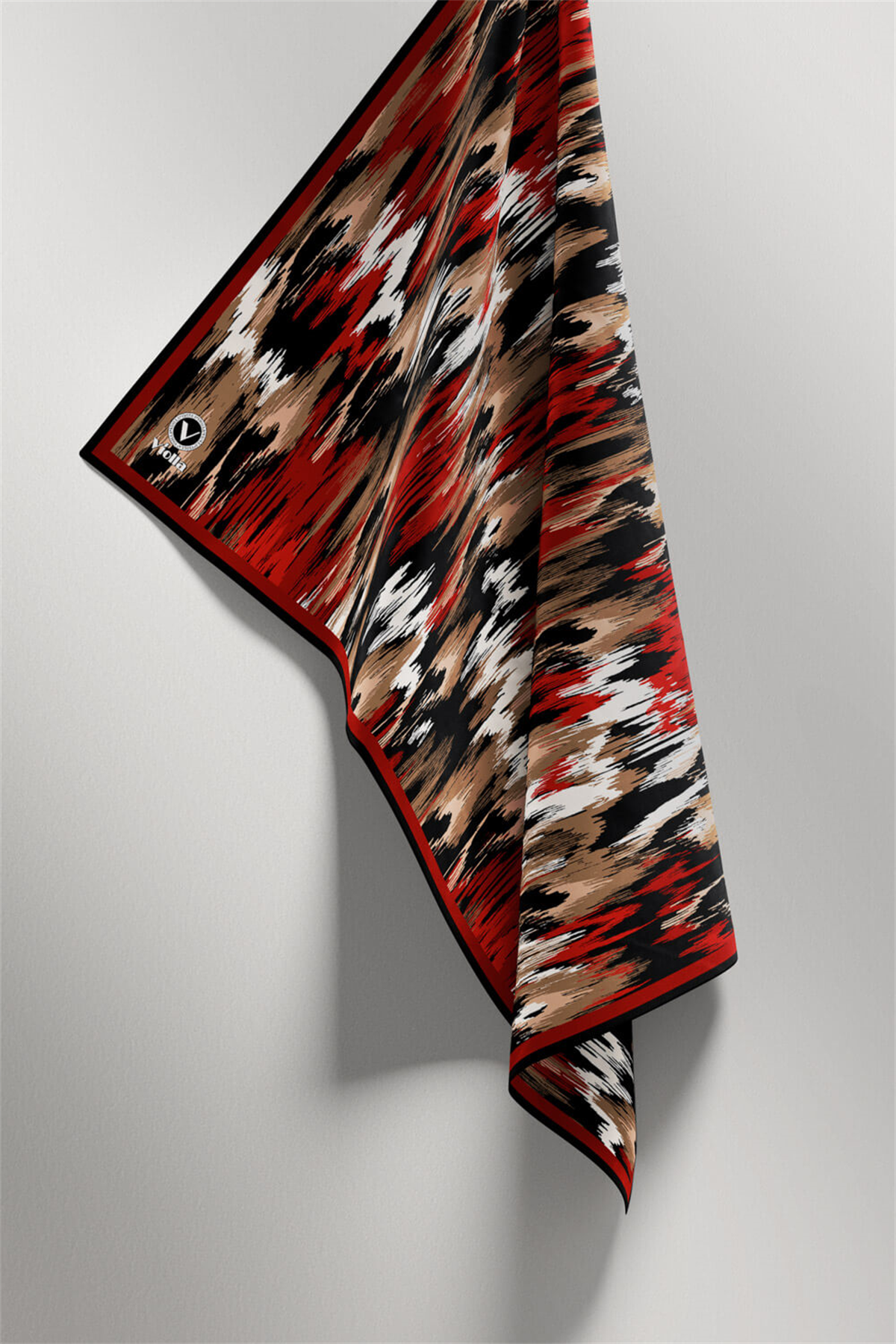 Twill Fırça Desenli Bordo Renkli 90x90 Eşarp (İpek İçermez) Kenar Dikiş Şekli El Dikişli