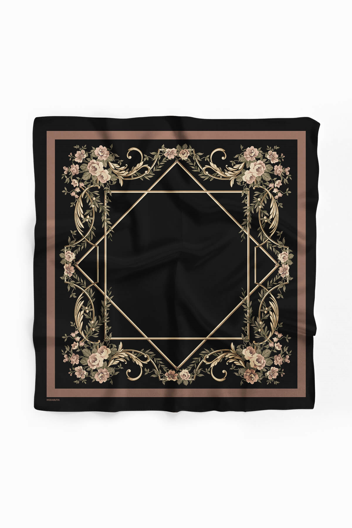Kadın Yeşil Divan Desenli 50x50 Bandana HYL DG0963-22