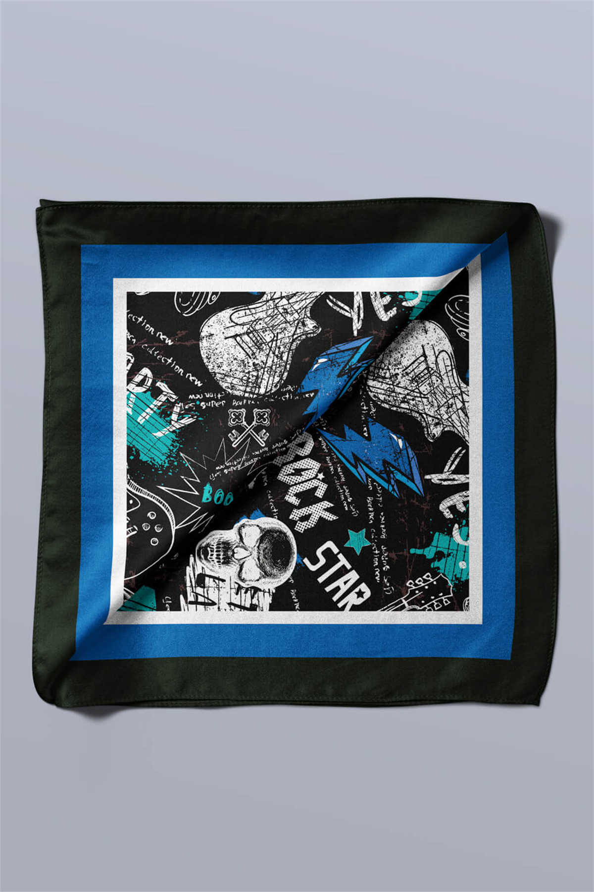 H29 Kadın Yes Rock Desenli 50x50 Bandana HYL DG01565-22