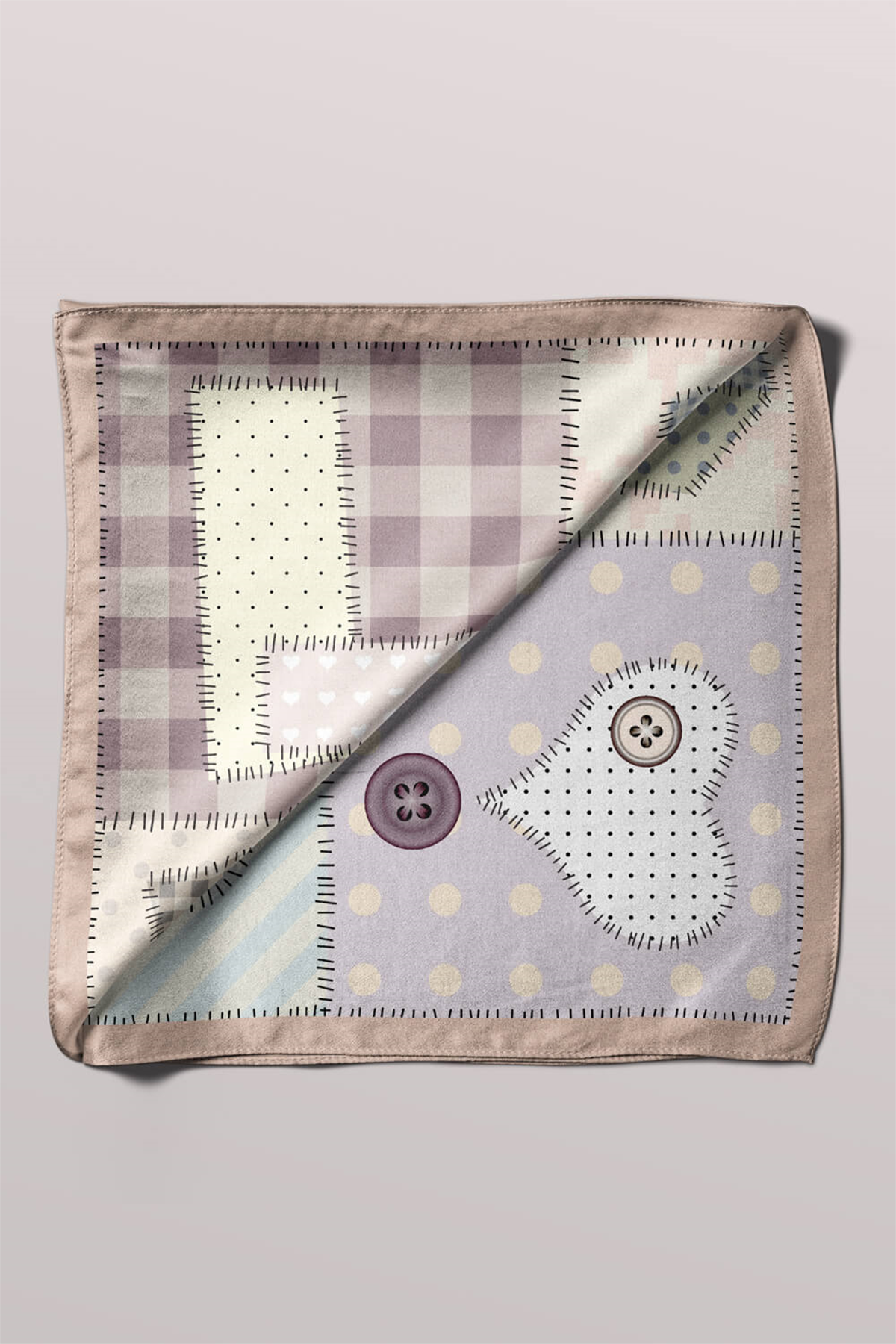 E104 Modabutik Patchwork Love Desenli Bandana