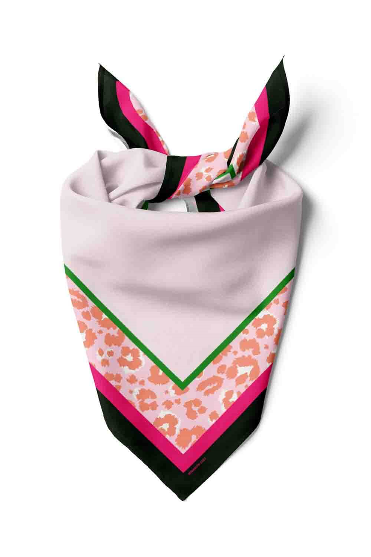 Y22 Kadın Turuncu Kare Desenli 50x50 Bandana HYL DG01523-22