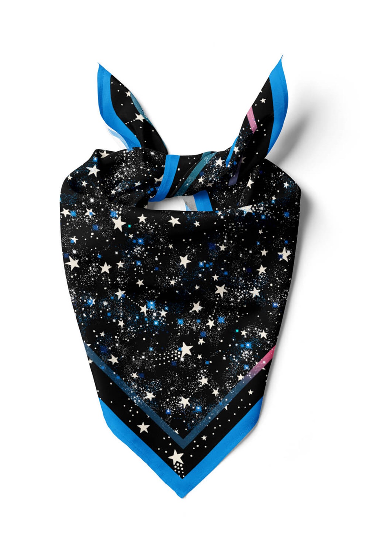 Violla F29 Kadın Mavi Siyah Yıldız Desenli 50x50 Bandana HYL DG01262-22