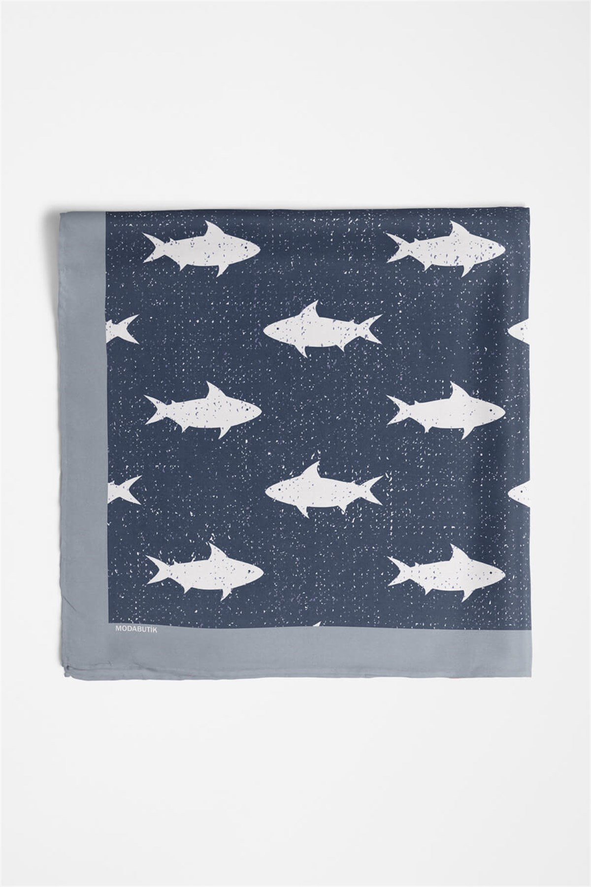 Violla Y59 Kadın Shark  Desenli Bandana 50x50 Mavi DG0134-22