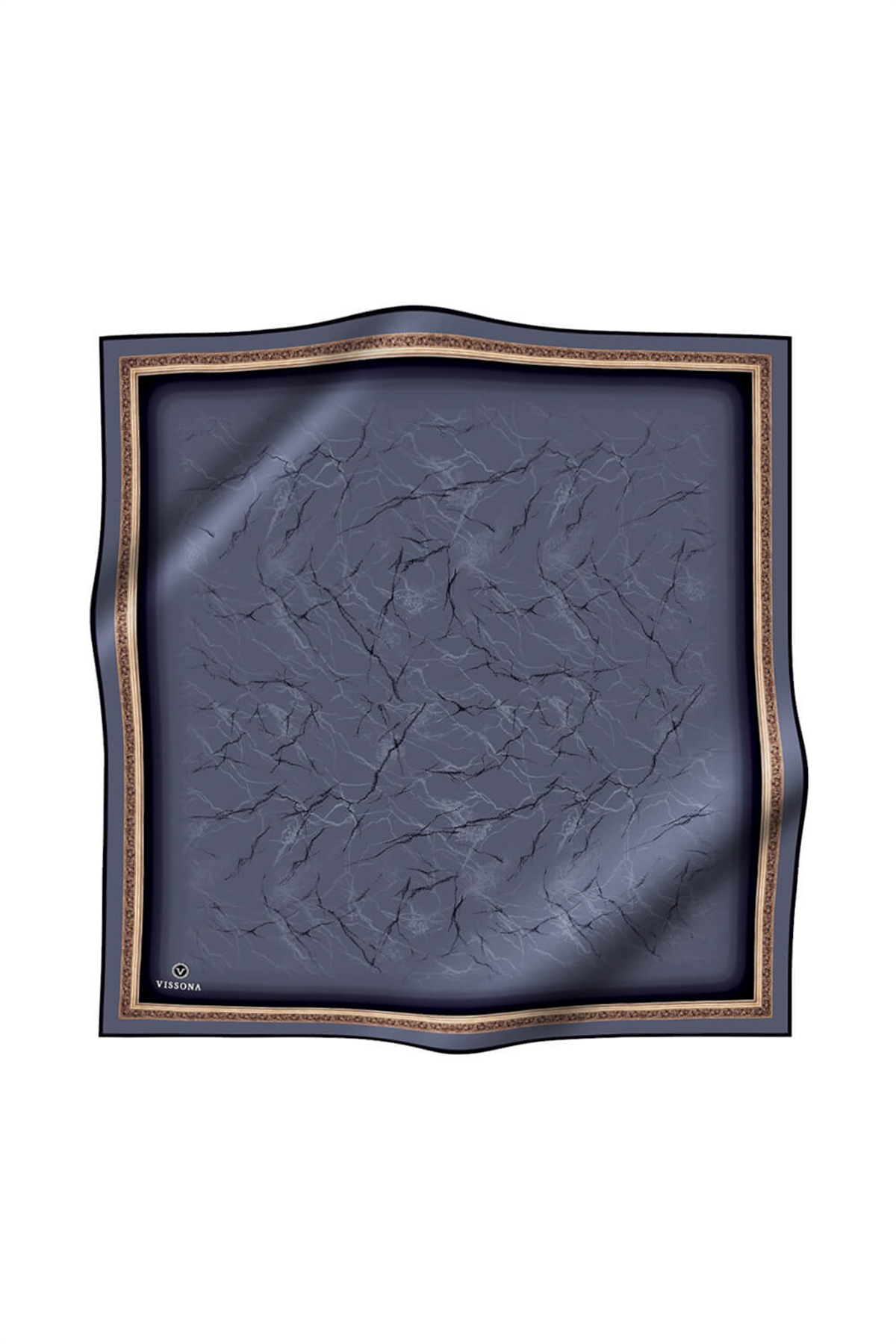 % 57 İPEK % 43 VİSKON Twill İpek Mermer Desenli Gri Renkli 90x90 Eşarp Dikim Şekli : El Dikişi