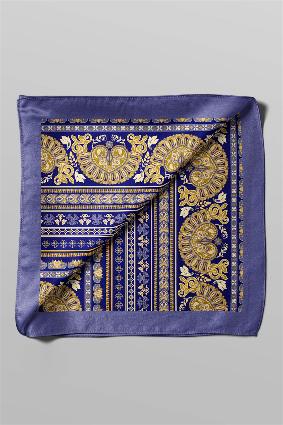 Z71 Kadın Sarı  Sax Şeritler Ve Kalpler  Desenli 50x50 Bandana HYL DG0634-22