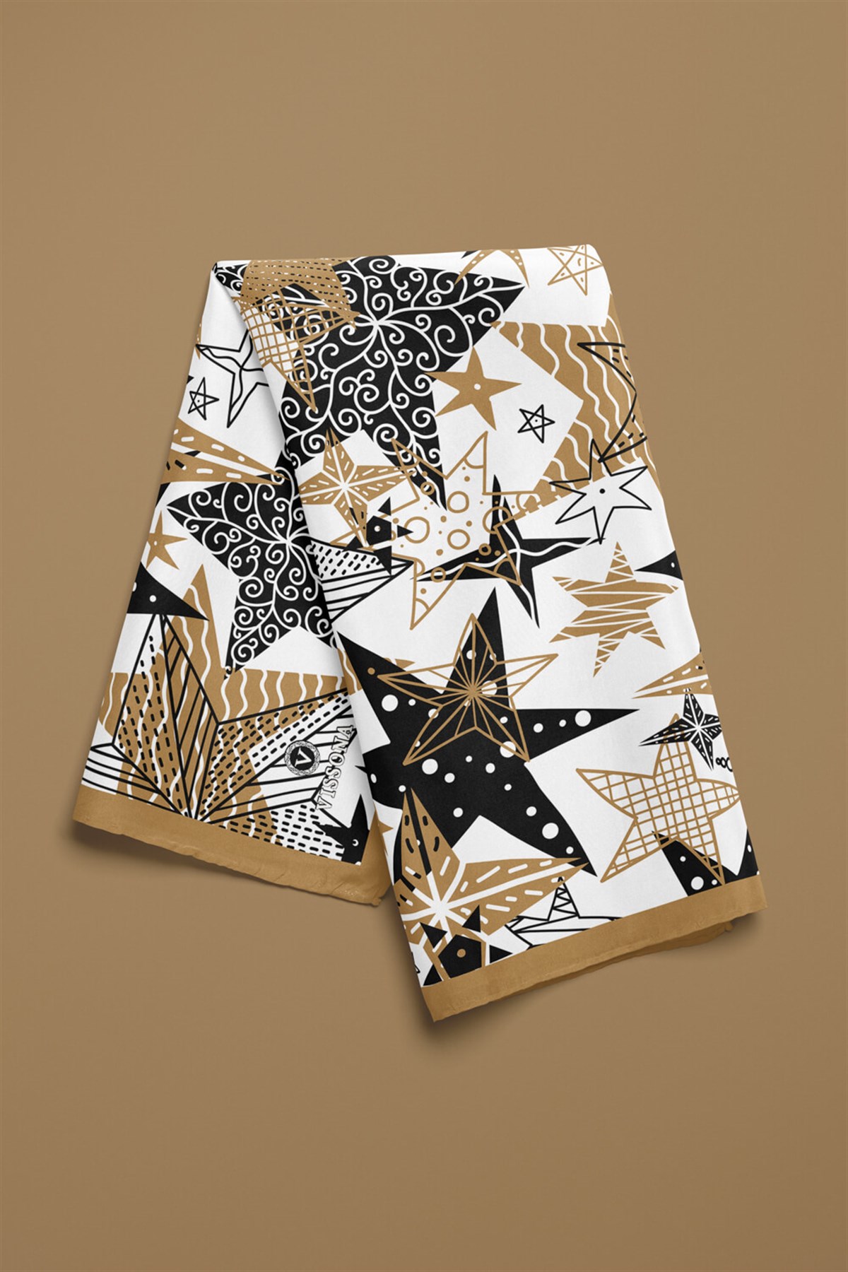 %100 İpek Yıldız Desenli Kadın Bandana