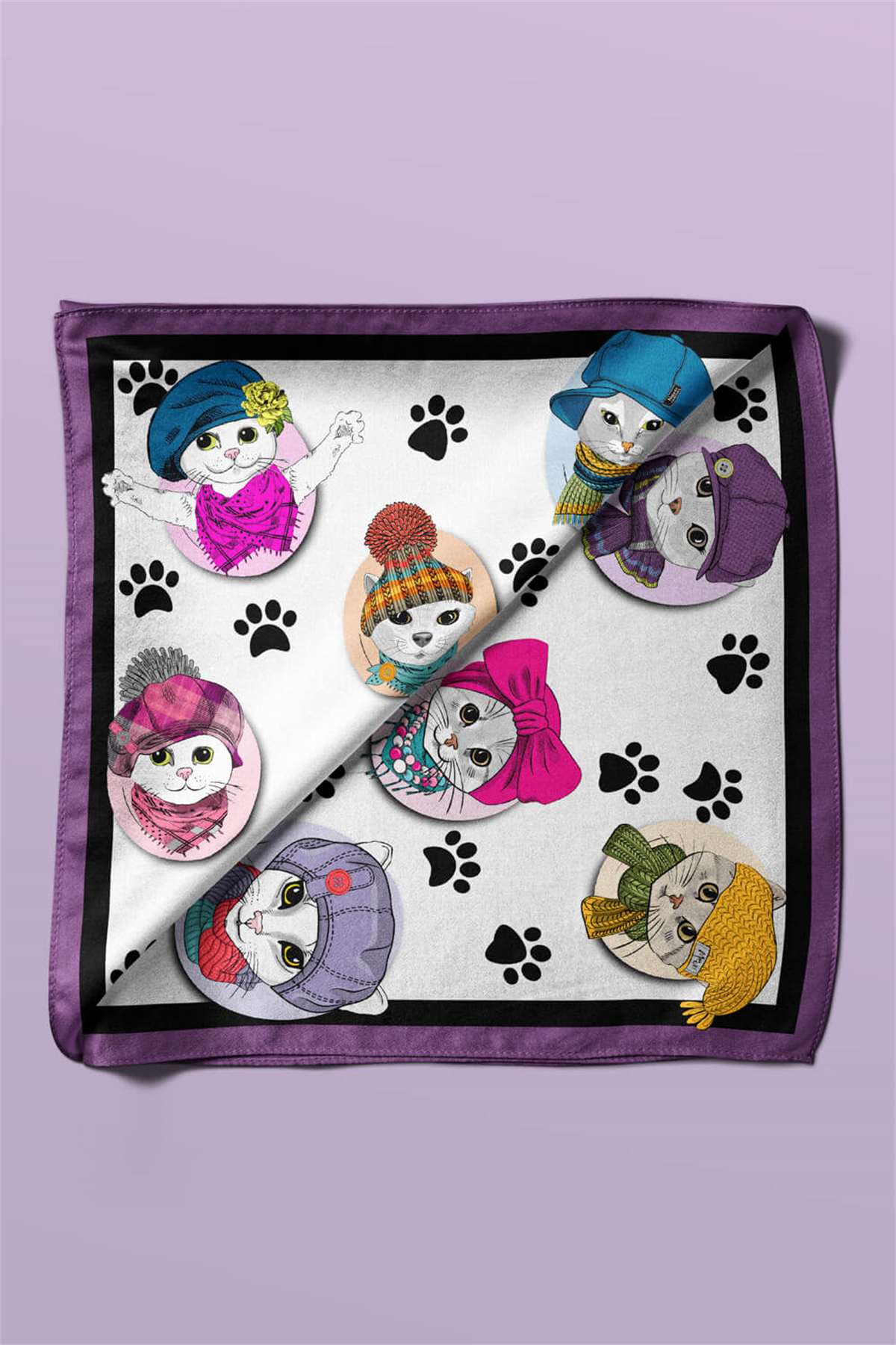 Modabutik Kedi Desenli Bandana