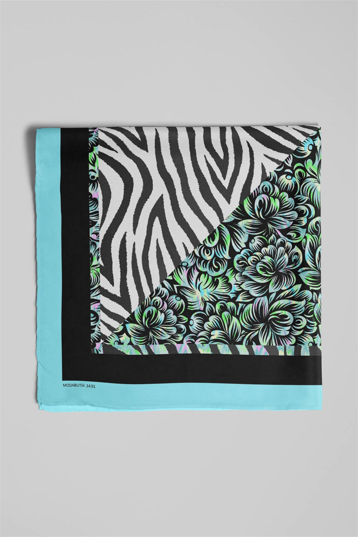 Violla D60 Kadın Yeşil Zebra Desenli 50x50 Bandana HYL DG01431-22