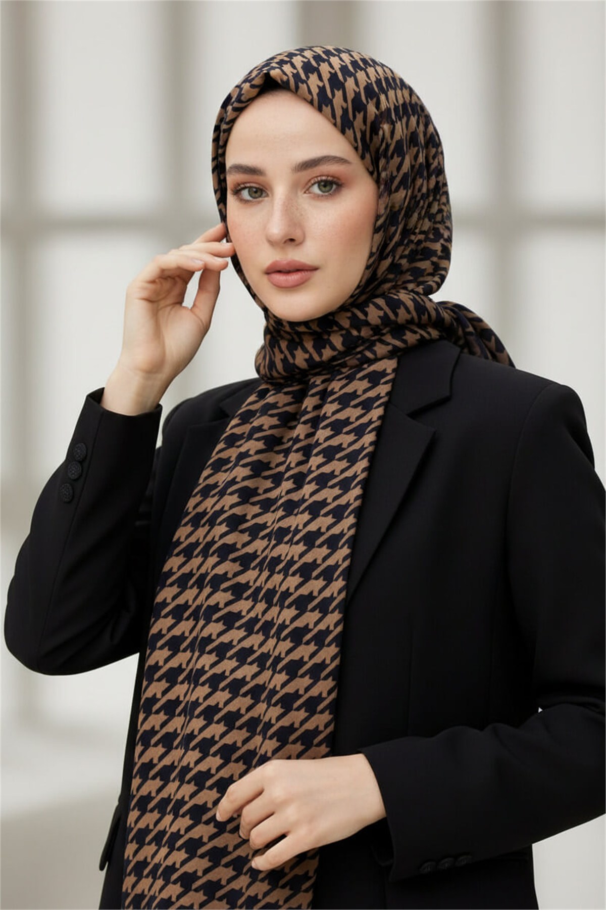 KREP KAZAYAĞI DESENLİ SOMON RENKLİ 75X195 KIRIŞMAZ ŞAL