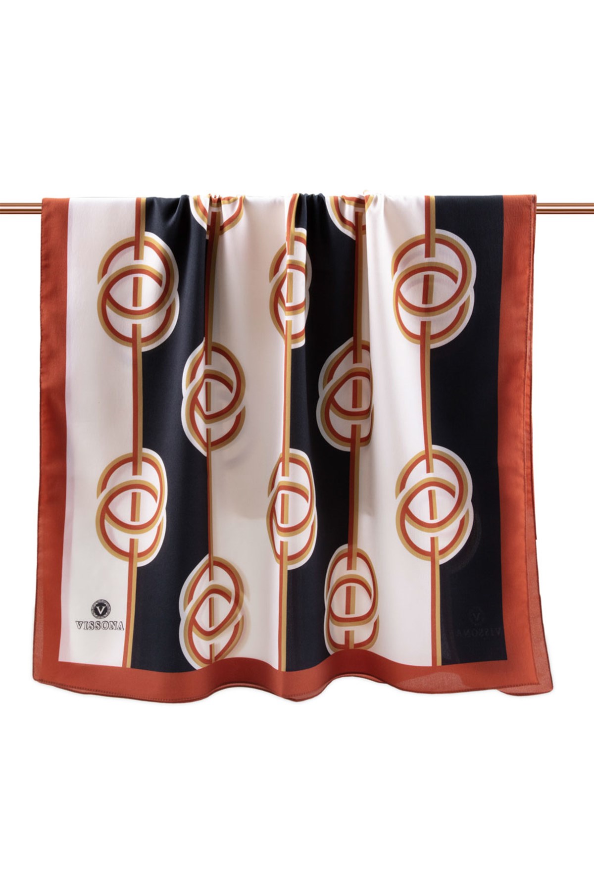 KREP ÇİZGİLİ DESENLİ TABA RENKLİ 75X195 KIRIŞMAZ ŞAL