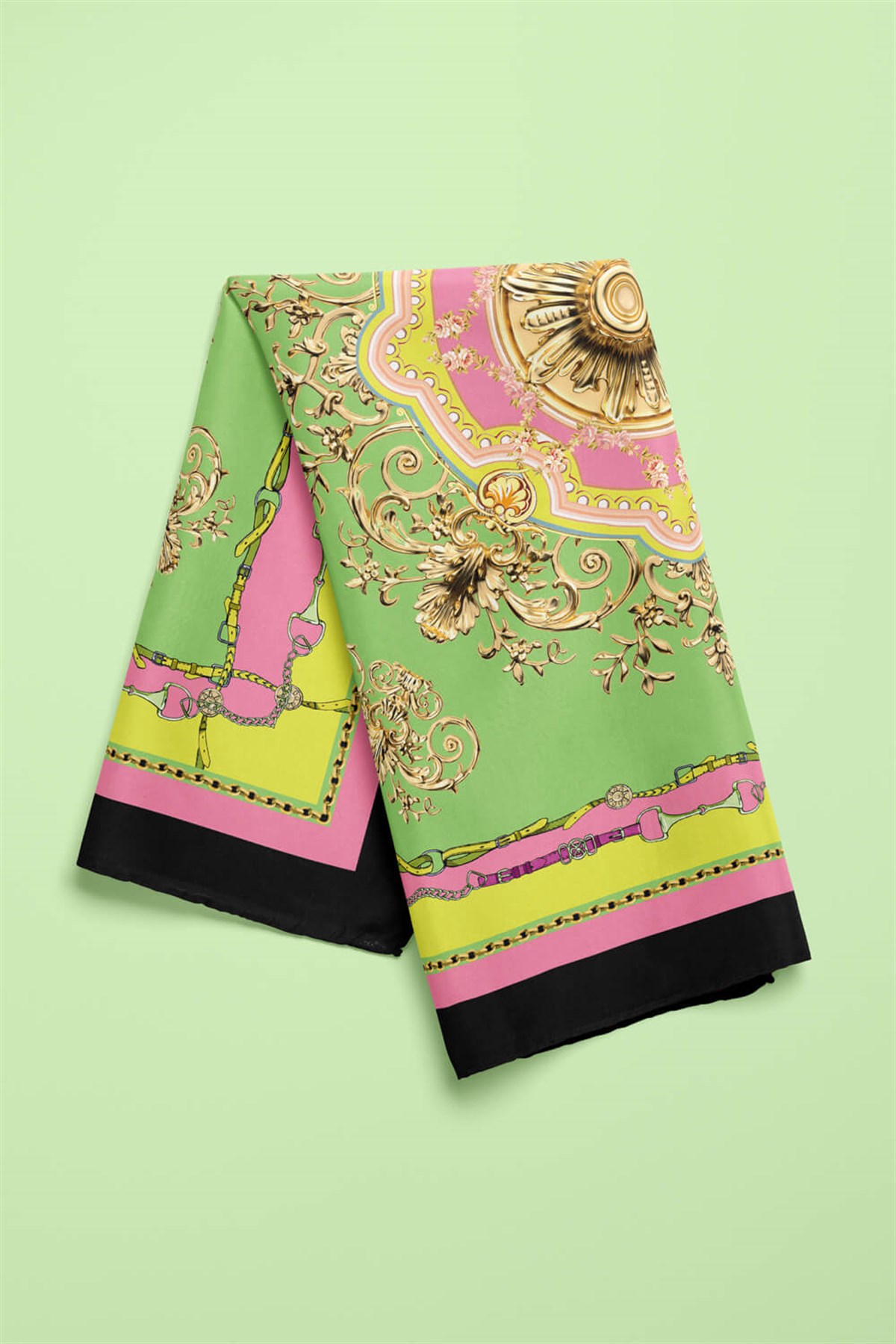 Z95 Kadın Su Yeşili Açık Mor Hope Desenli 50x50 Bandana