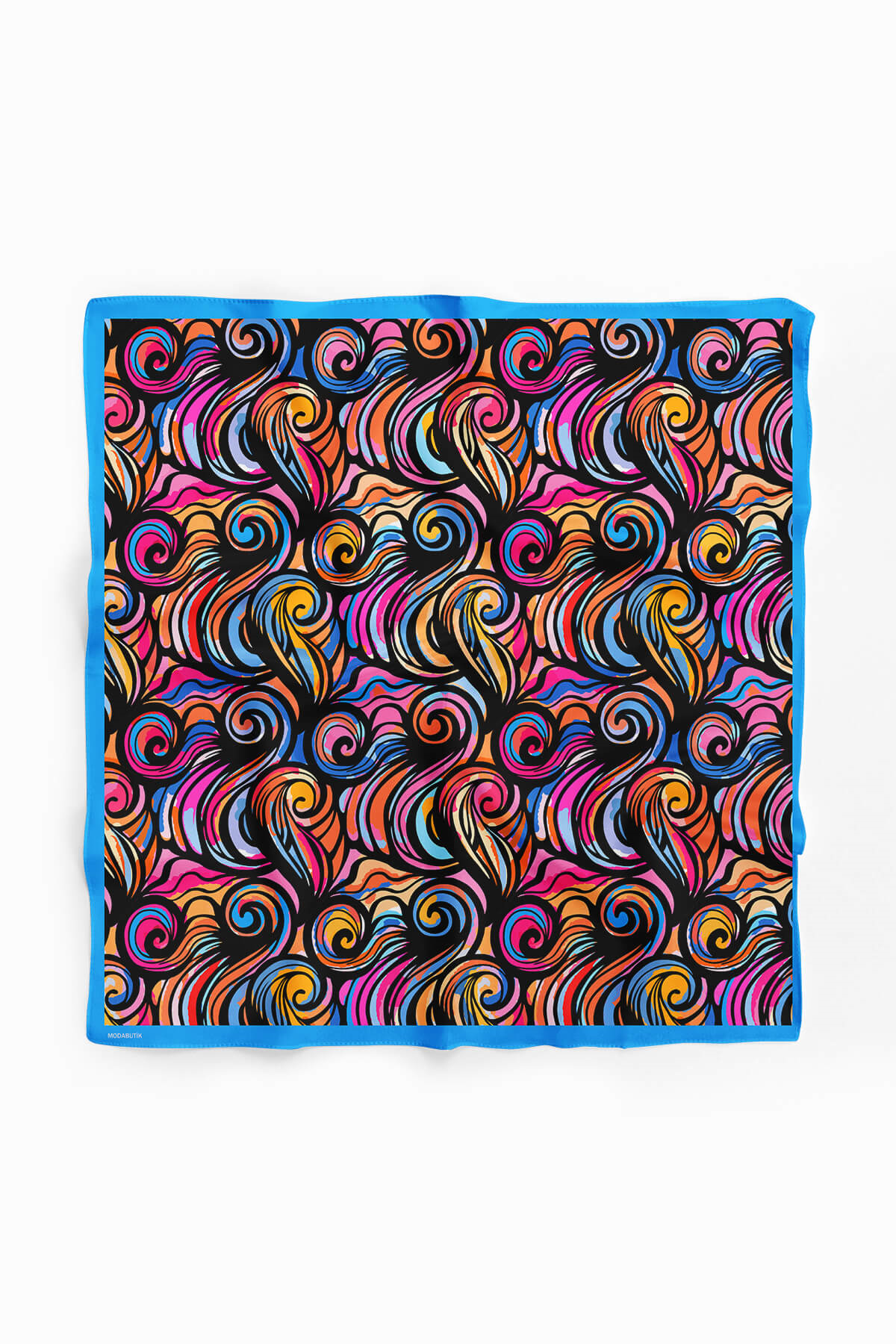 D48 Kadın Egzotik Desenli Bandana 50x50 Mor DG0291-22